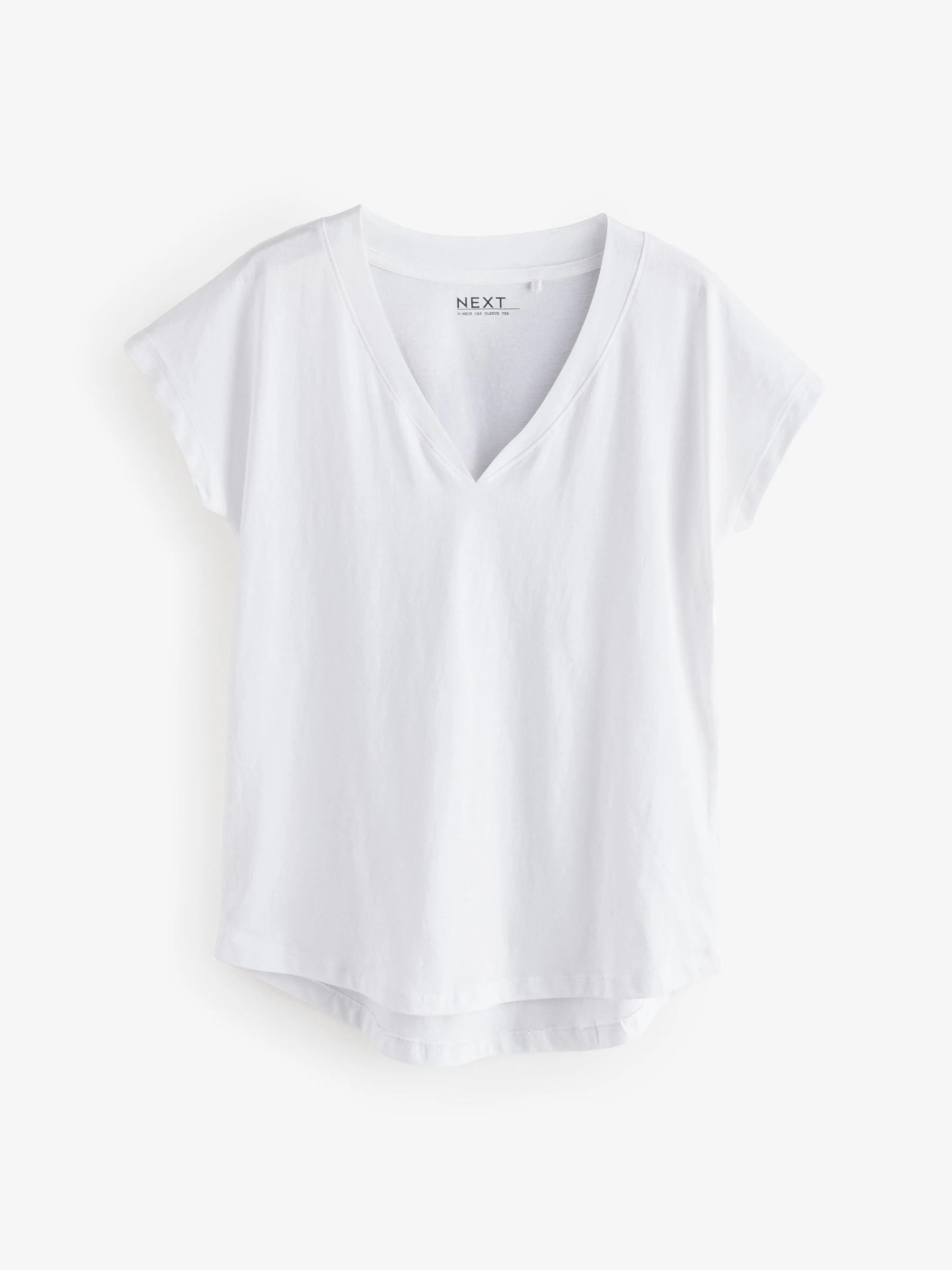 White/Grey/Khaki/Rust/Brown V-Neck Cap Sleeve 100% Cotton T-Shirts 5 Pack