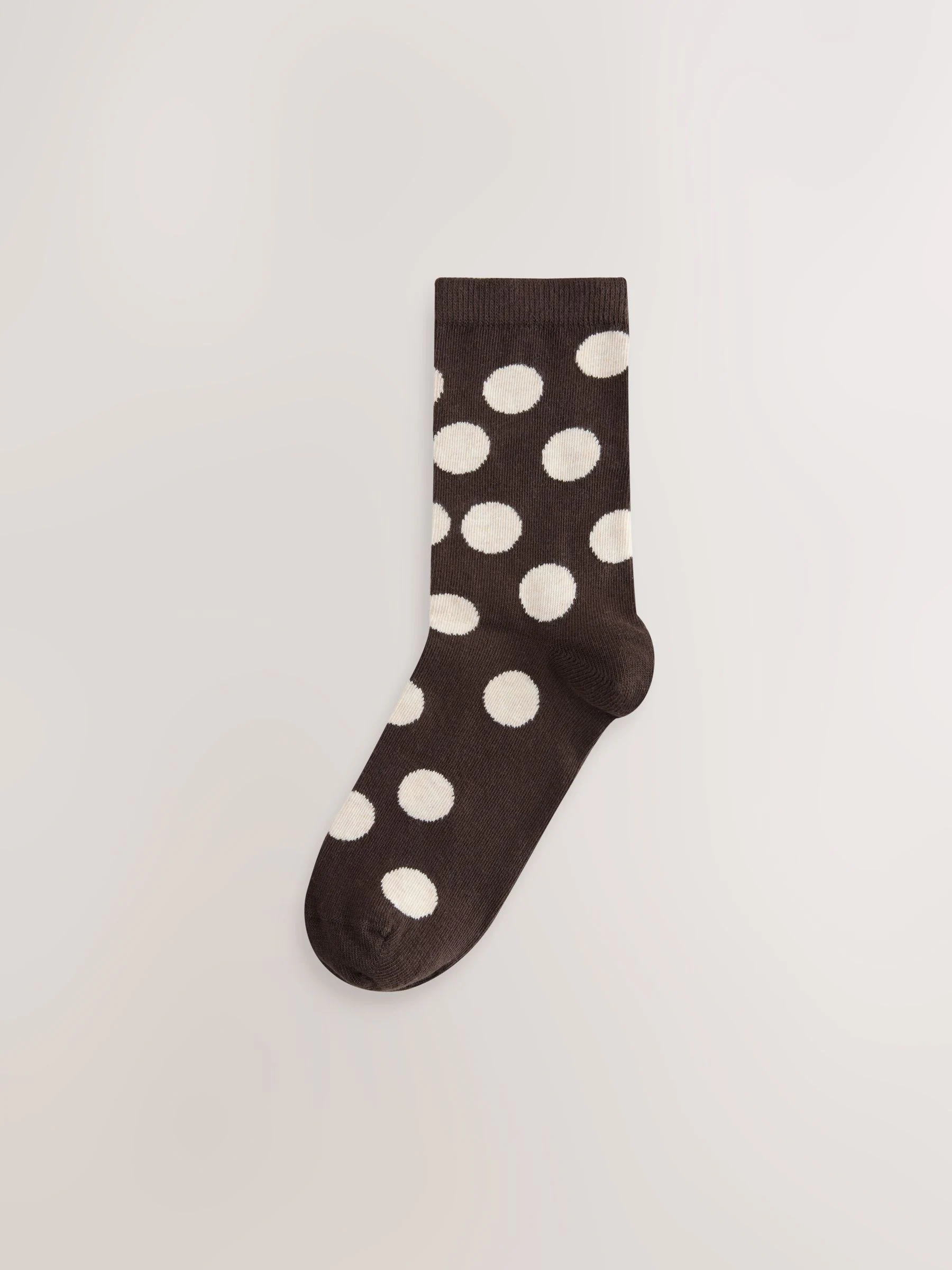 Chocolate Brown/White Spot Ankle Socks 5 Pack
