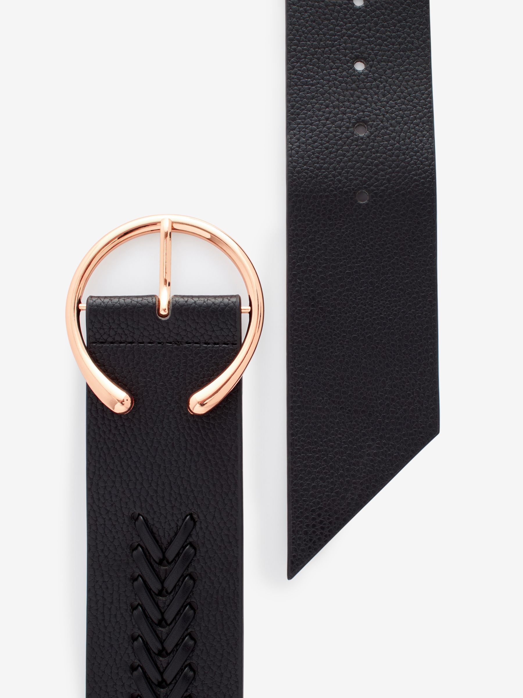 Black Plait Detail Wide Belt