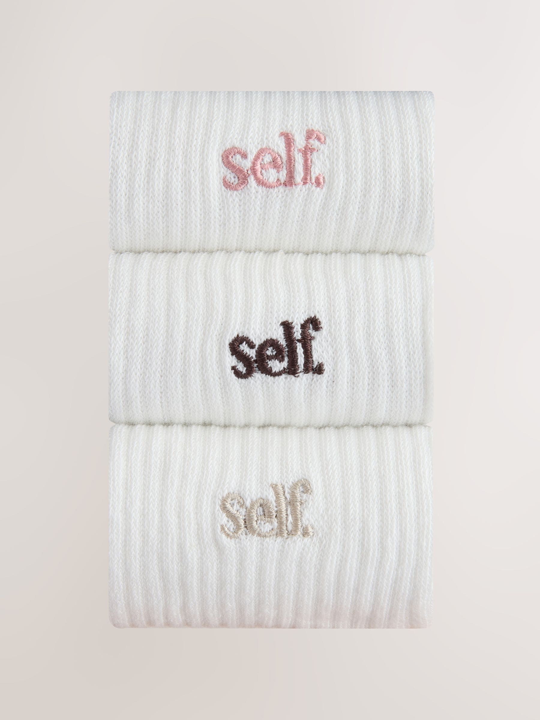 self. Cream/Pink/Choc 3 Pack Cushion Sole Lounge Ankle Socks 3 Pack