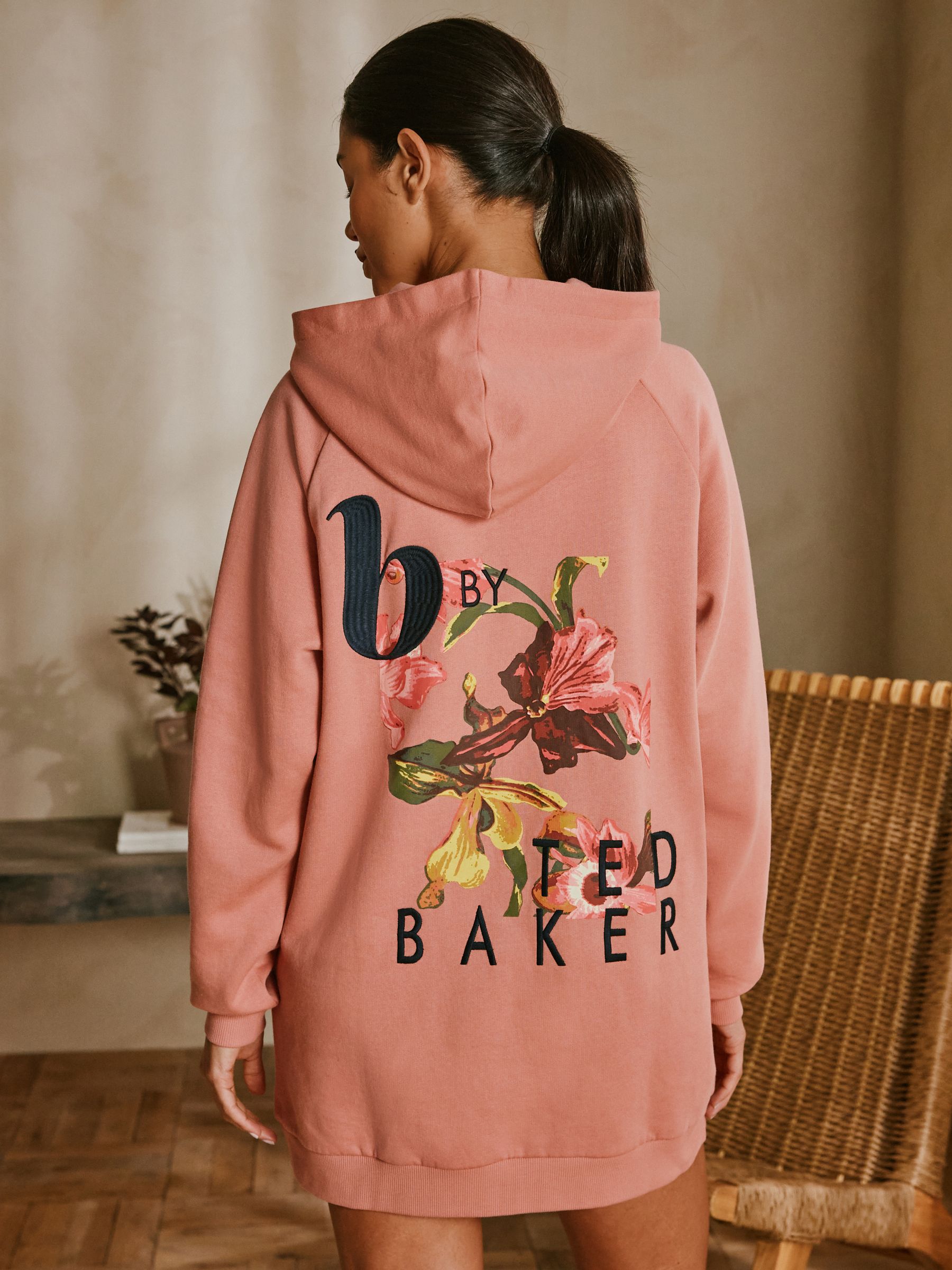 B by Ted Baker Pink Longline Hoodie