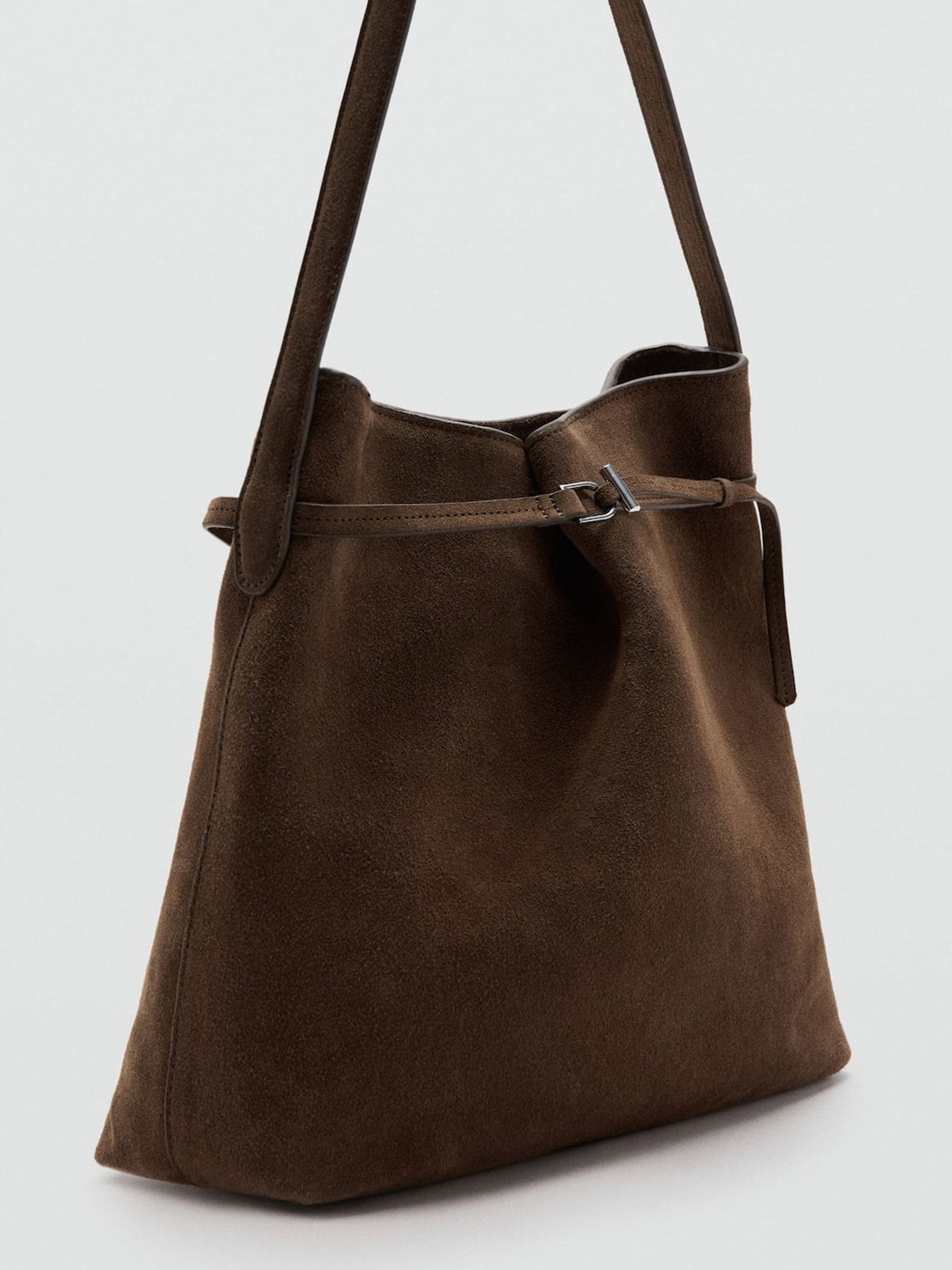 Mango Brown Suede Bucket Bag