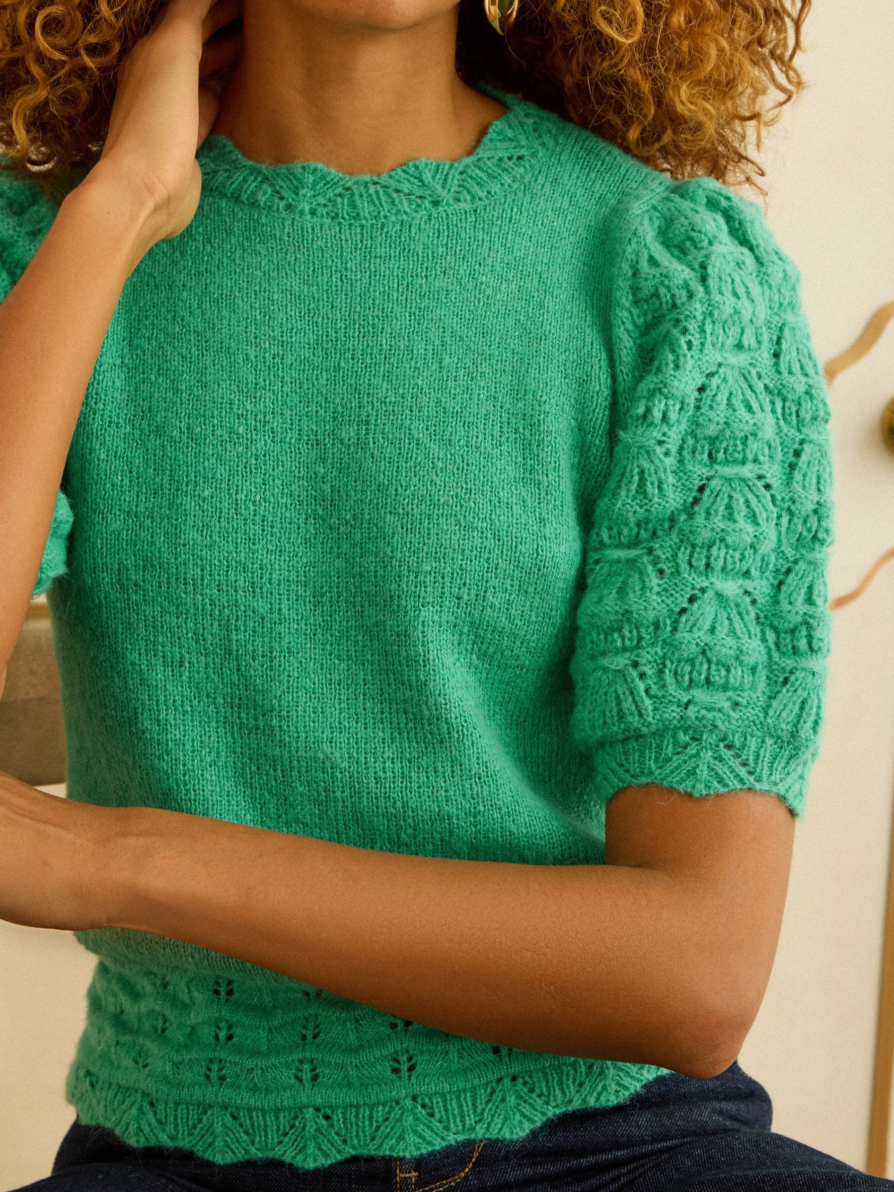 Love & Roses Green Short Sleeve Knitted Jumper