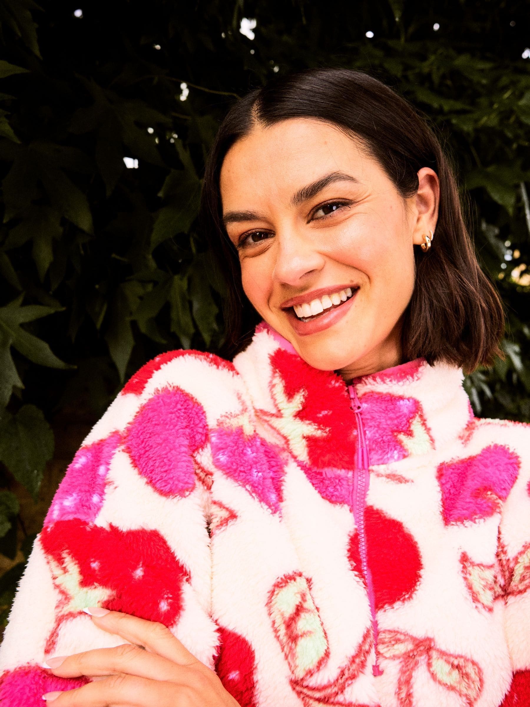 Skinnydip White Cherry and Strawberry Longline Fleece