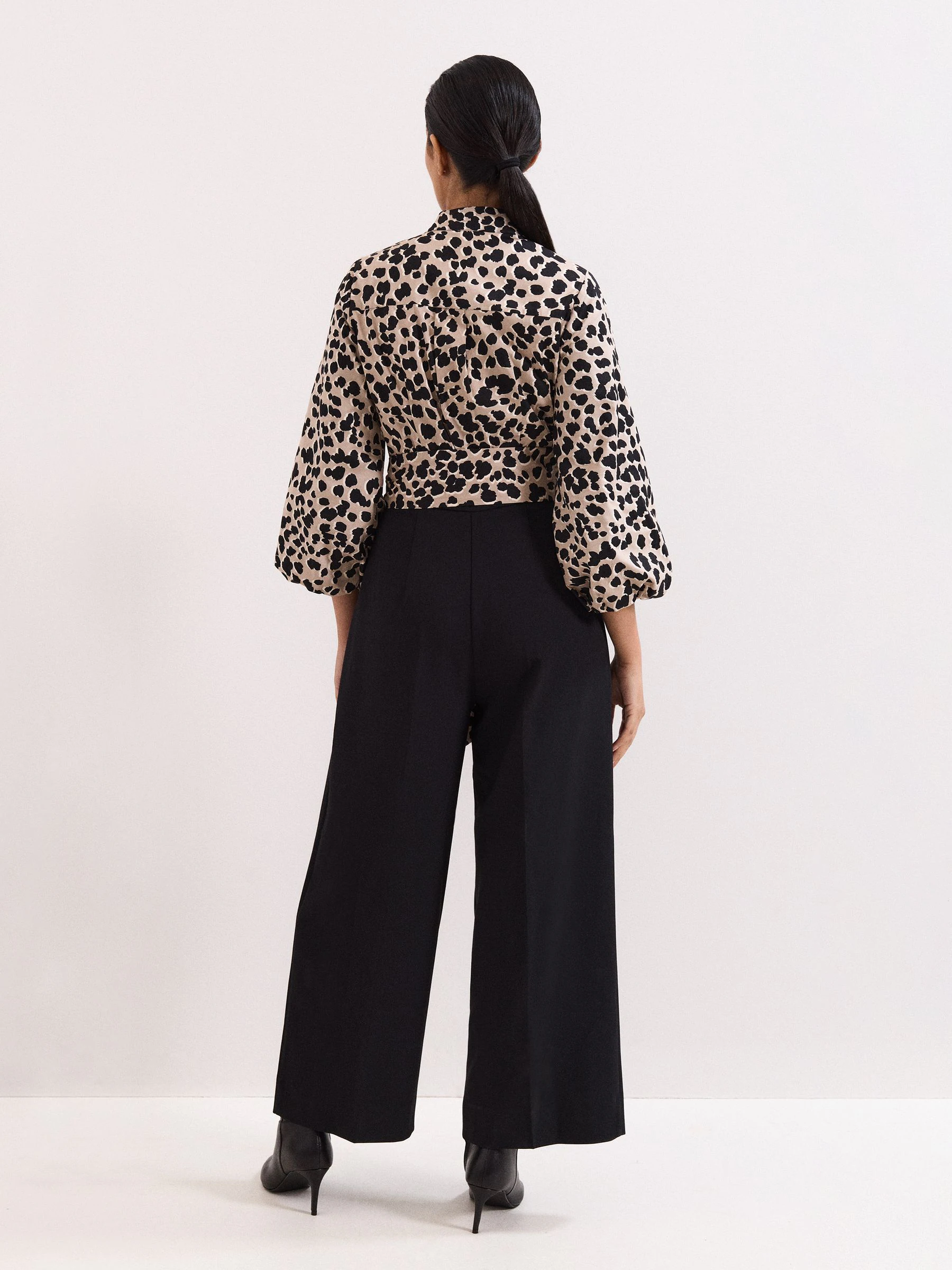Phase Eight Black Petite Leopard Jumpsuit