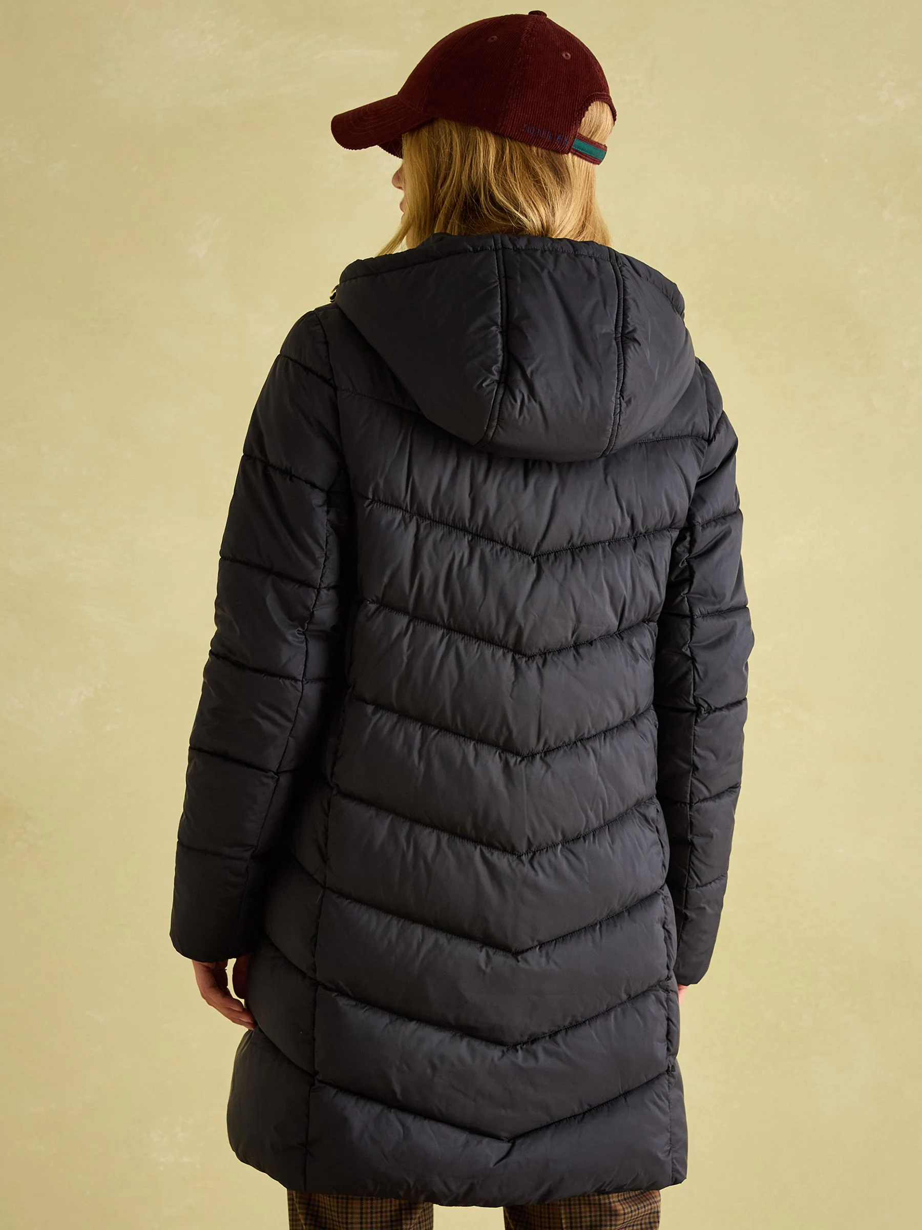 Joules Moorsdale Black Mid Length Showerproof Padded Coat with Hood