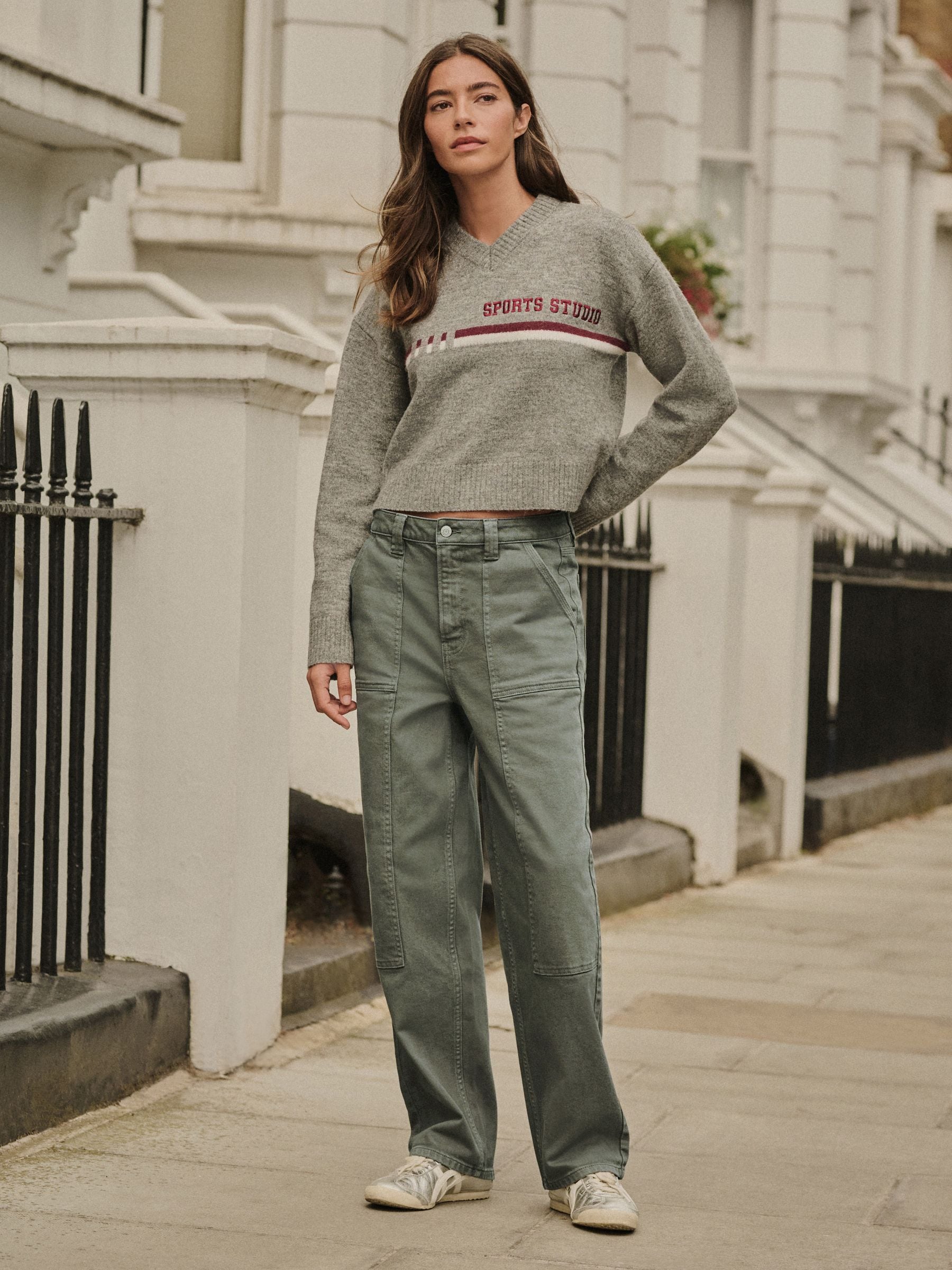 Khaki Green Ankle Straight Leg Carpenter Jeans