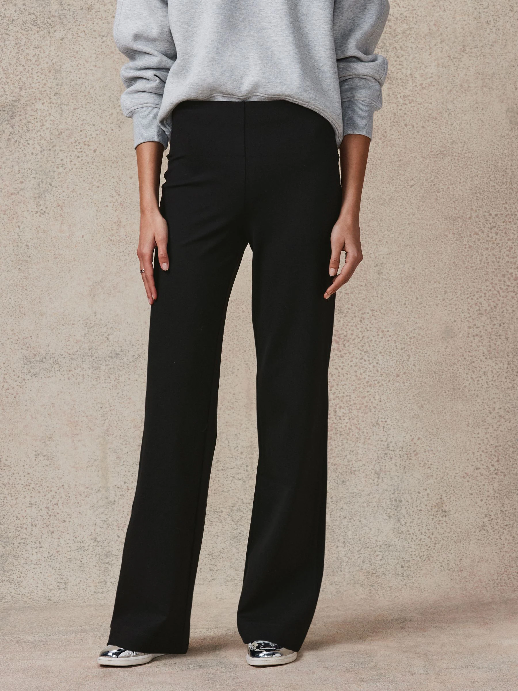 Black Smoothing Ponte Jersey Wide Leg Trousers
