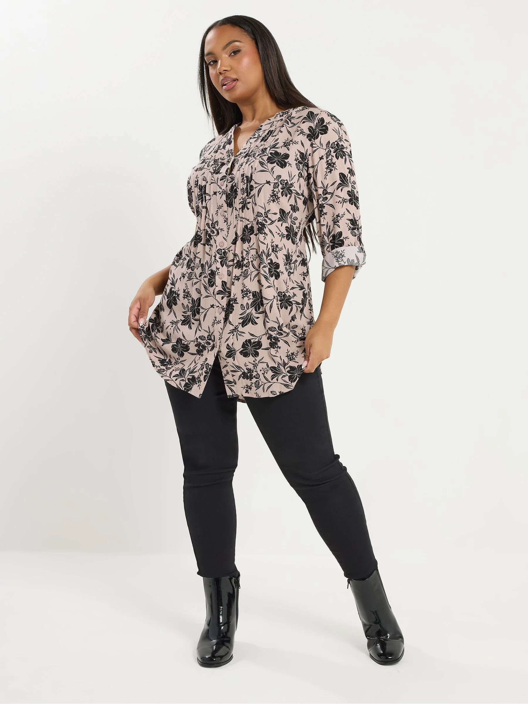 Yours Curve Natural Pintuck Blouse