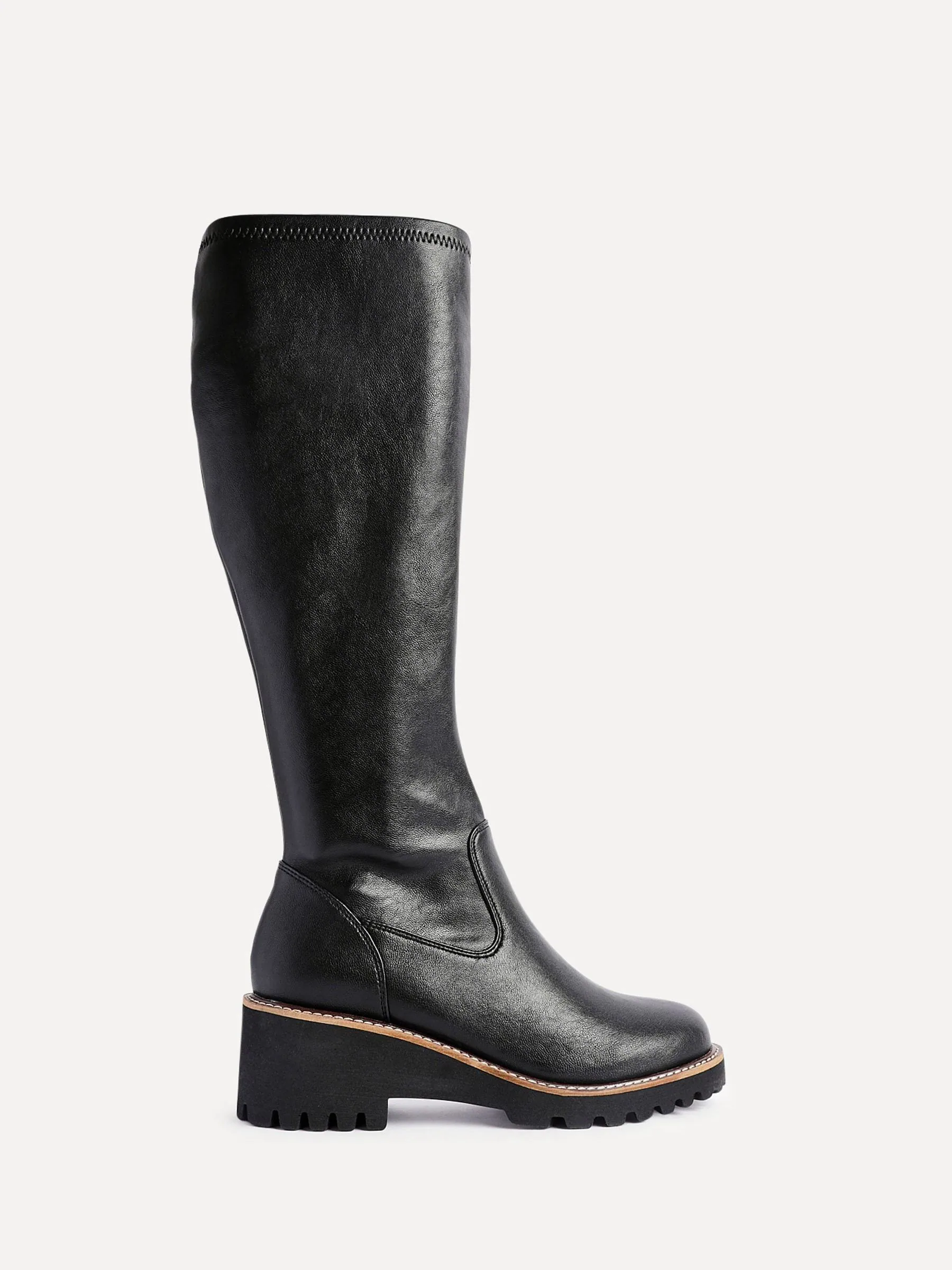 Linzi Black Resist Stretch High Leg Wedge Boots