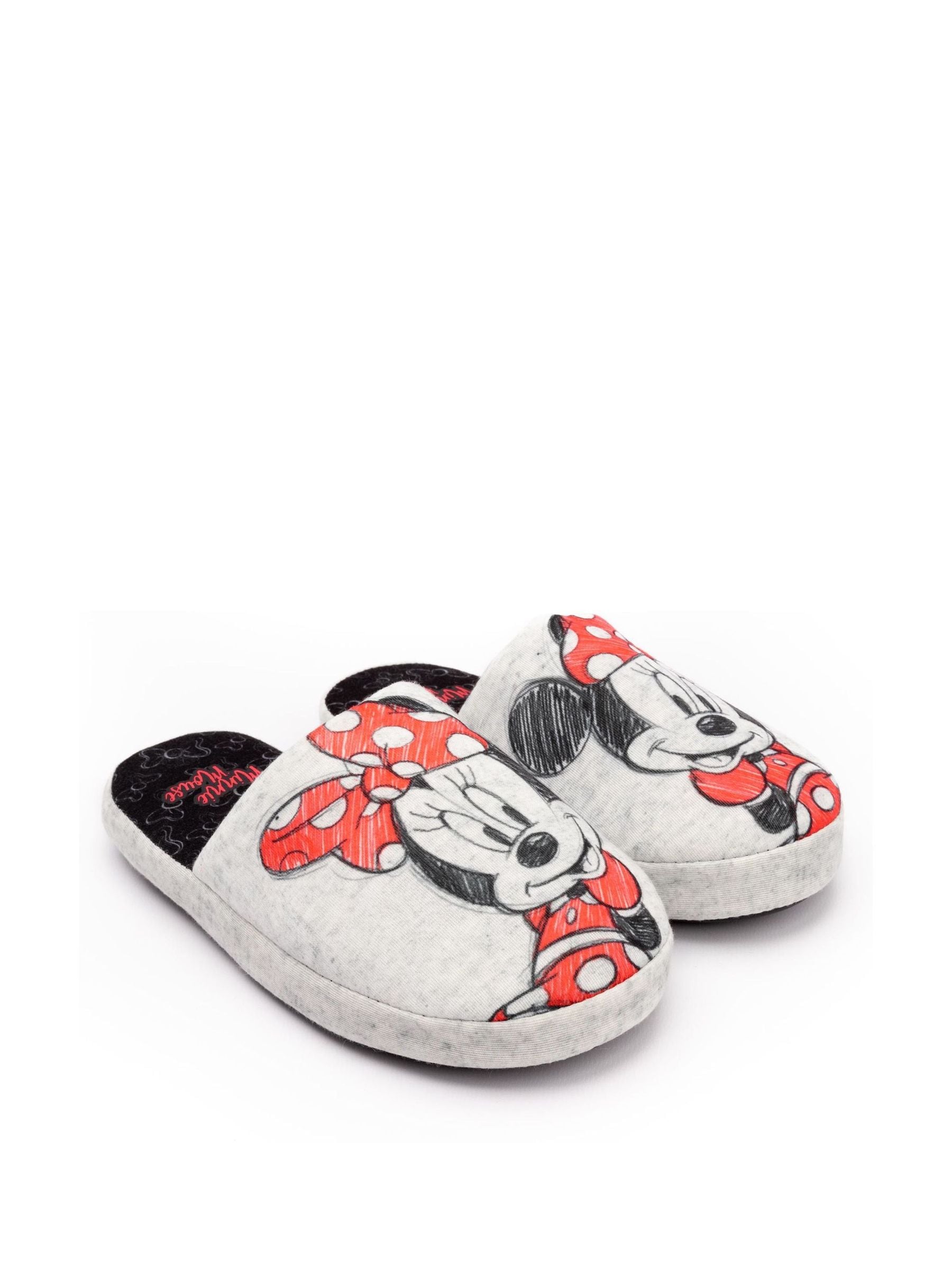 Vanilla Underground Grey Minnie Mouse Womens Winter Mule Slippers