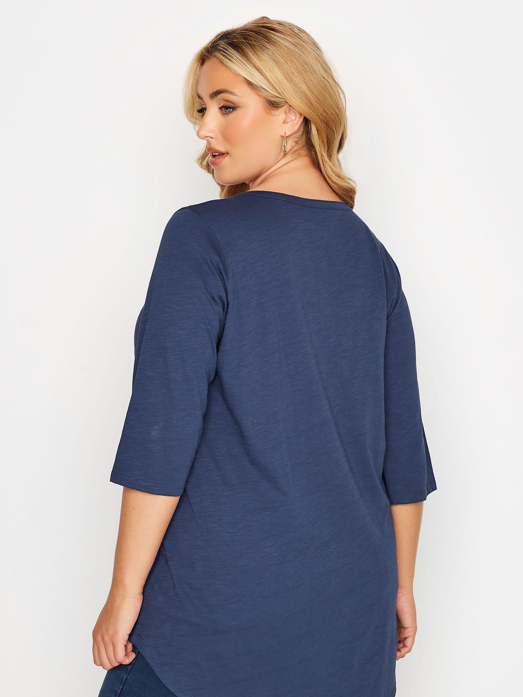 Yours Curve Blue Pintuck Henley Top