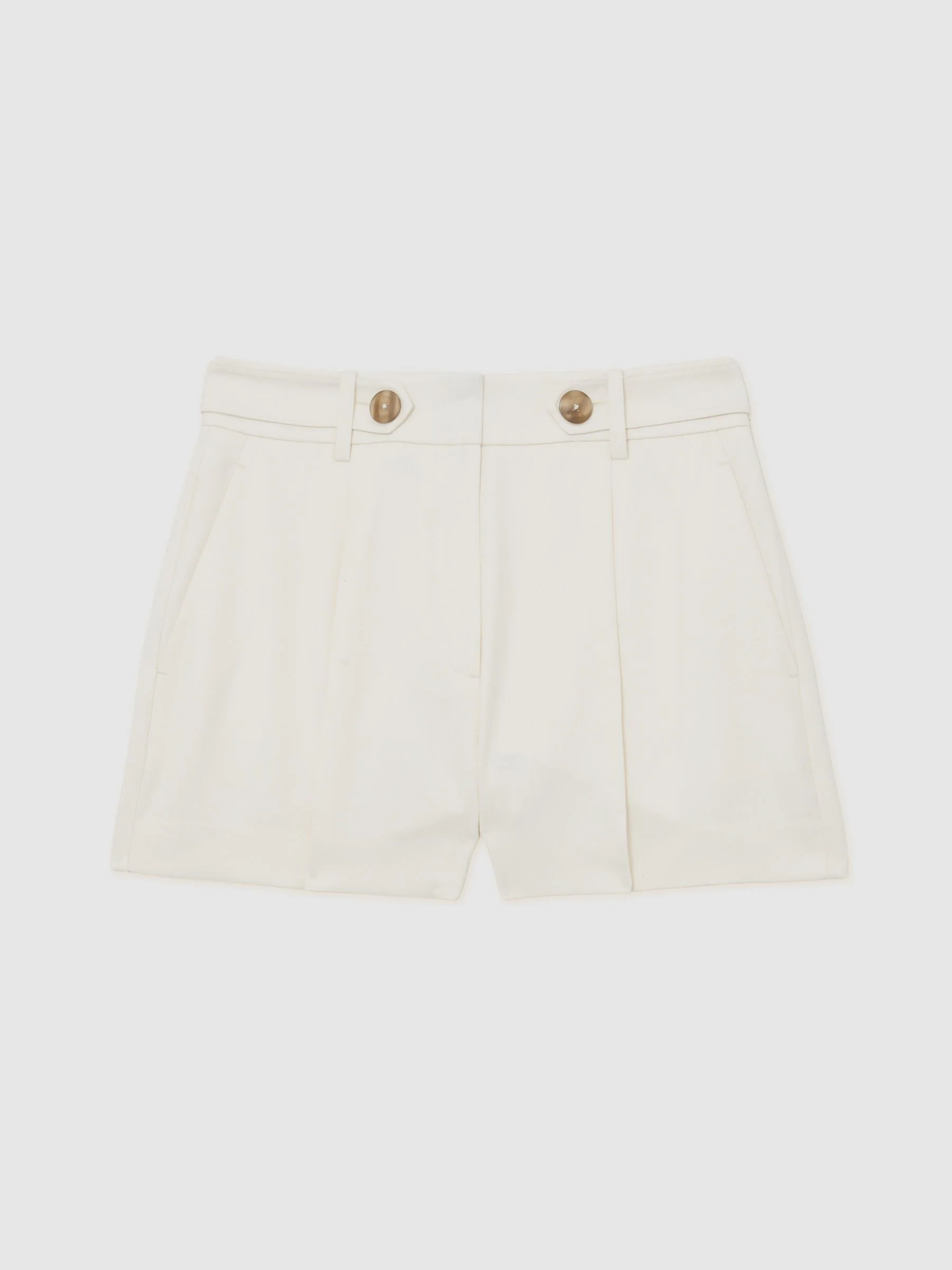 Reiss Cream Malin Button-Waist Tailored Shorts