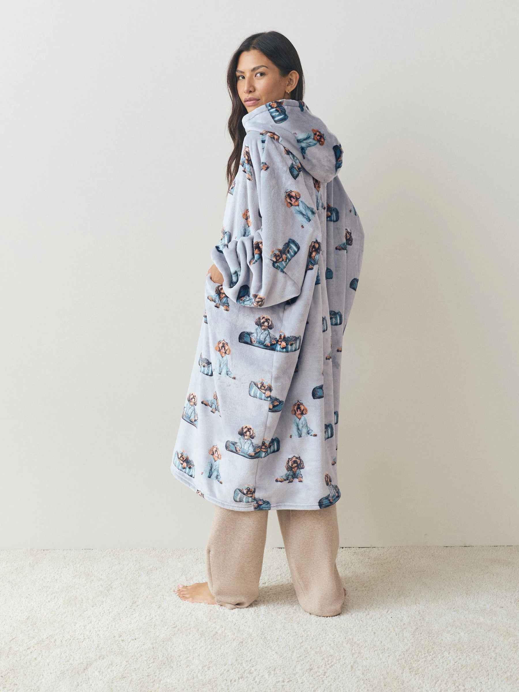 Grey Charlie The Cockapoo Oversized Hooded Blanket