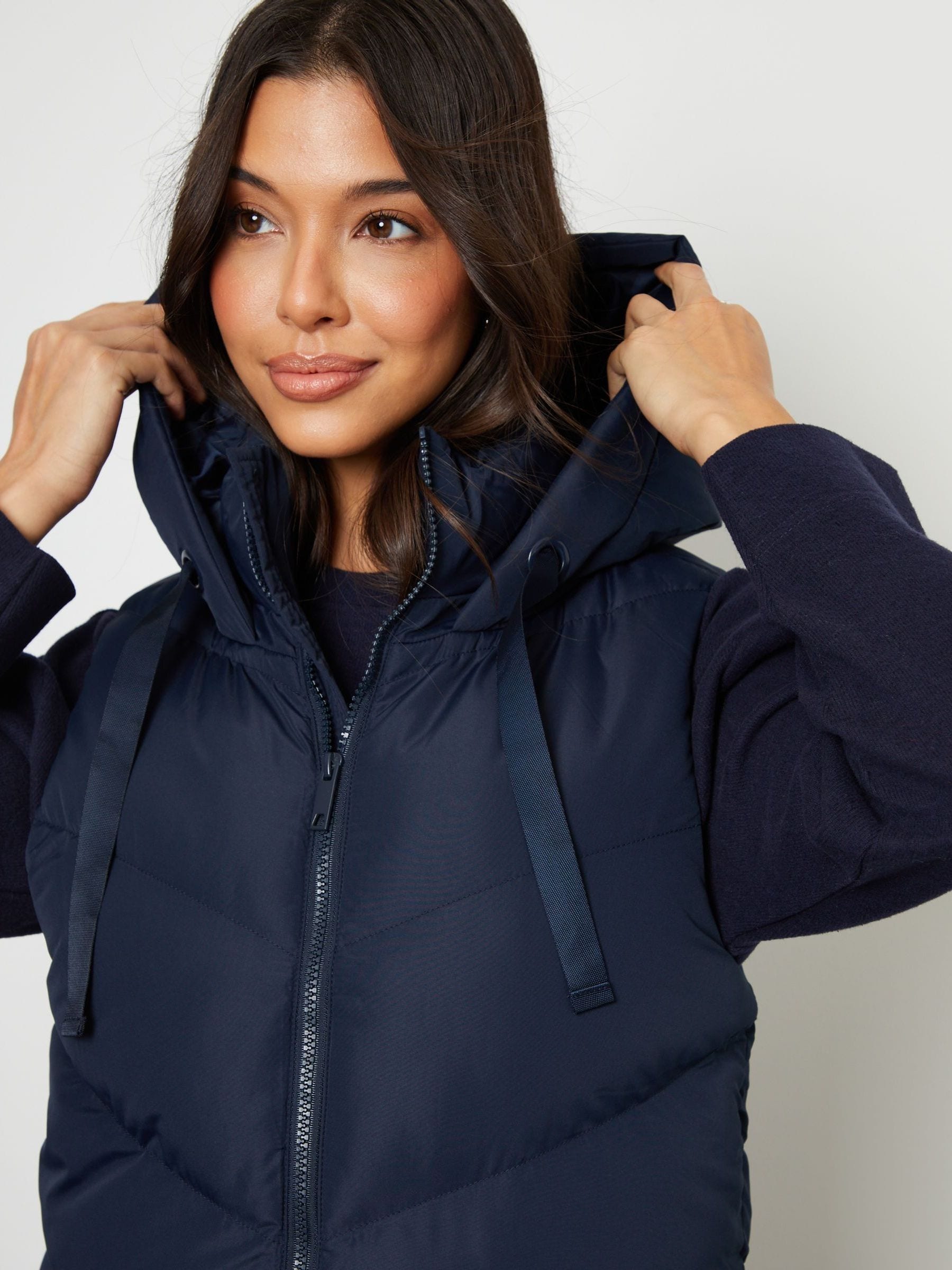 Threadbare Blue Longline Padded Gilet