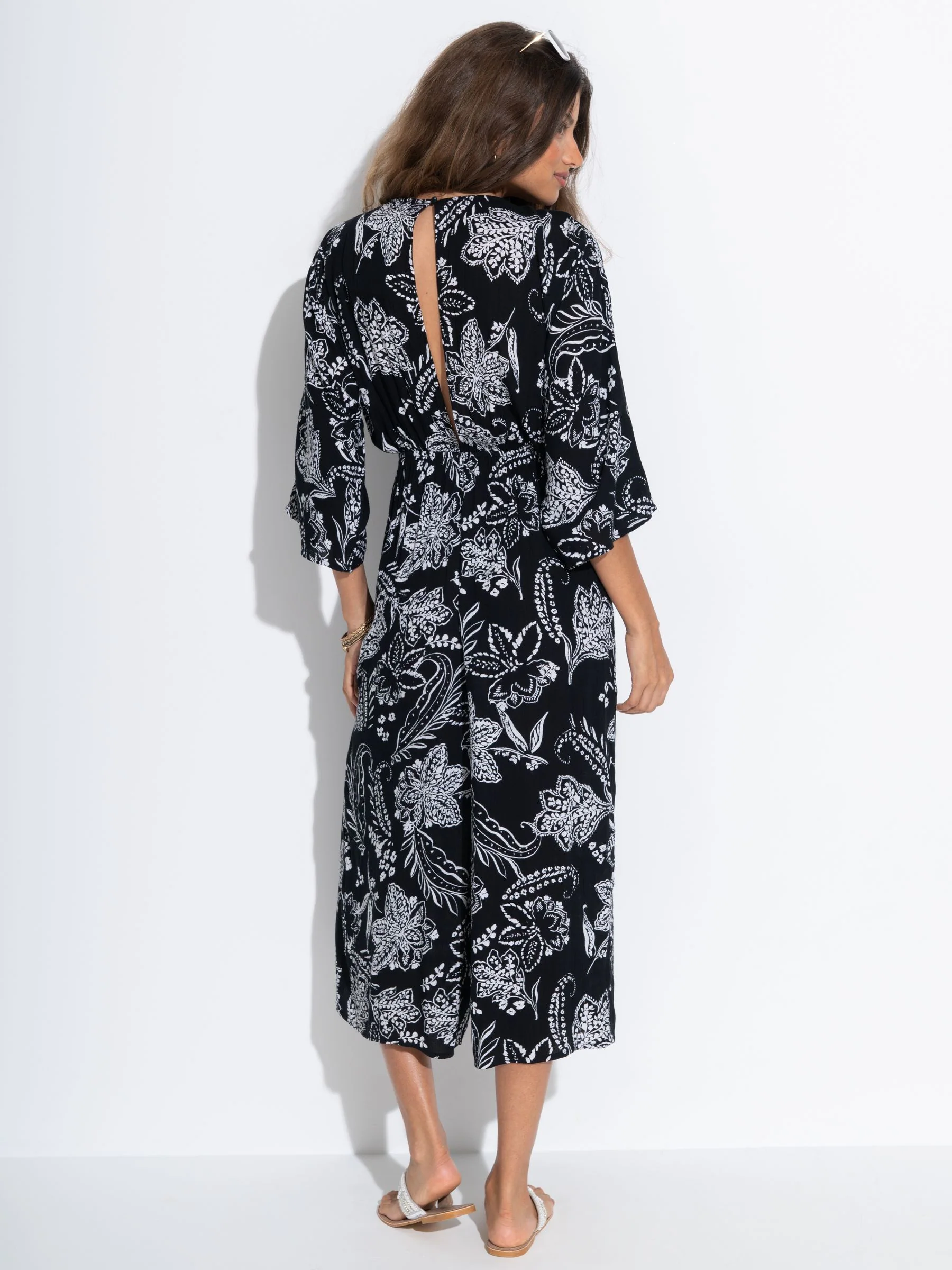 Pour Moi Black Crinkle O Ring Woven Beach Jumpsuit