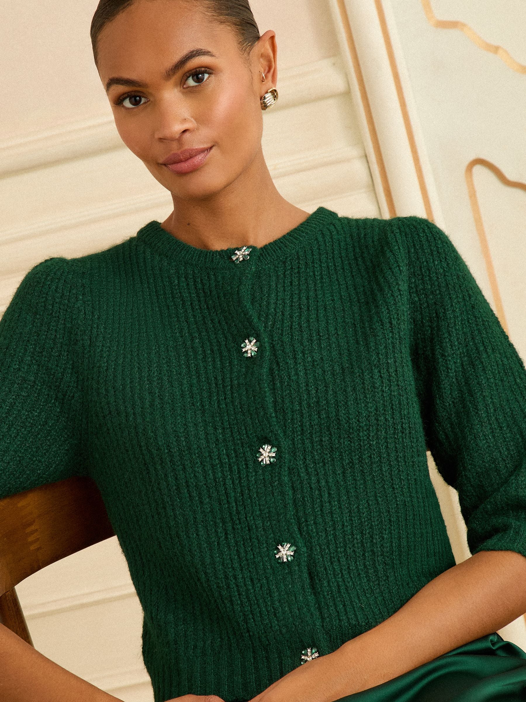 Love & Roses Forest Green Knitted 2-in-1 Slip Dress