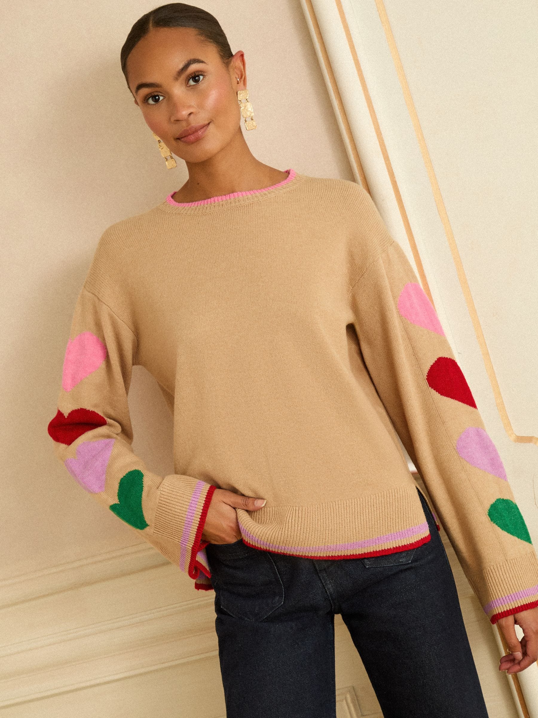 Love & Roses Camel Crew Neck Cosy Jumper