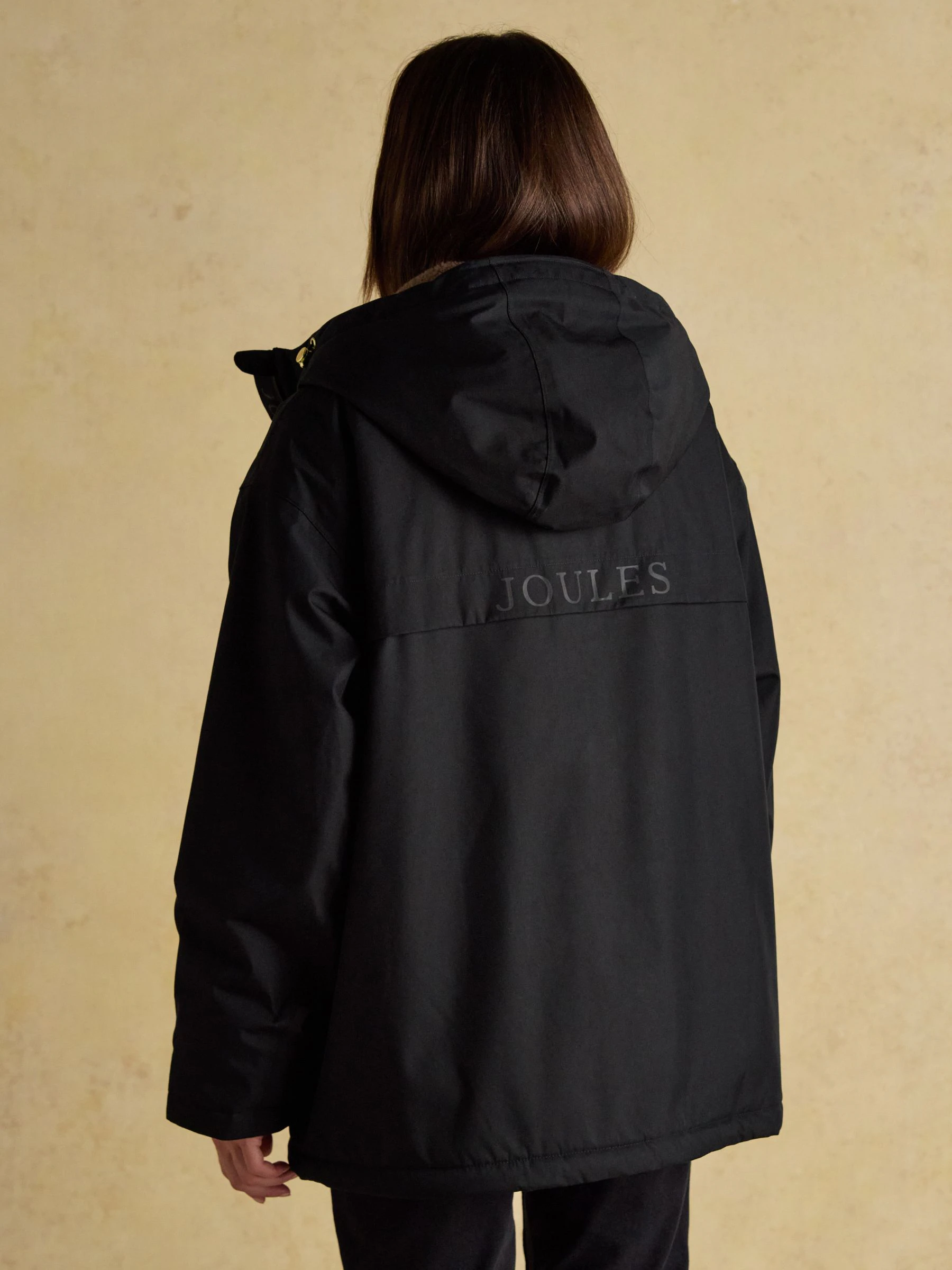 Joules Coverwell Black Waterproof Fleece Lined Coat