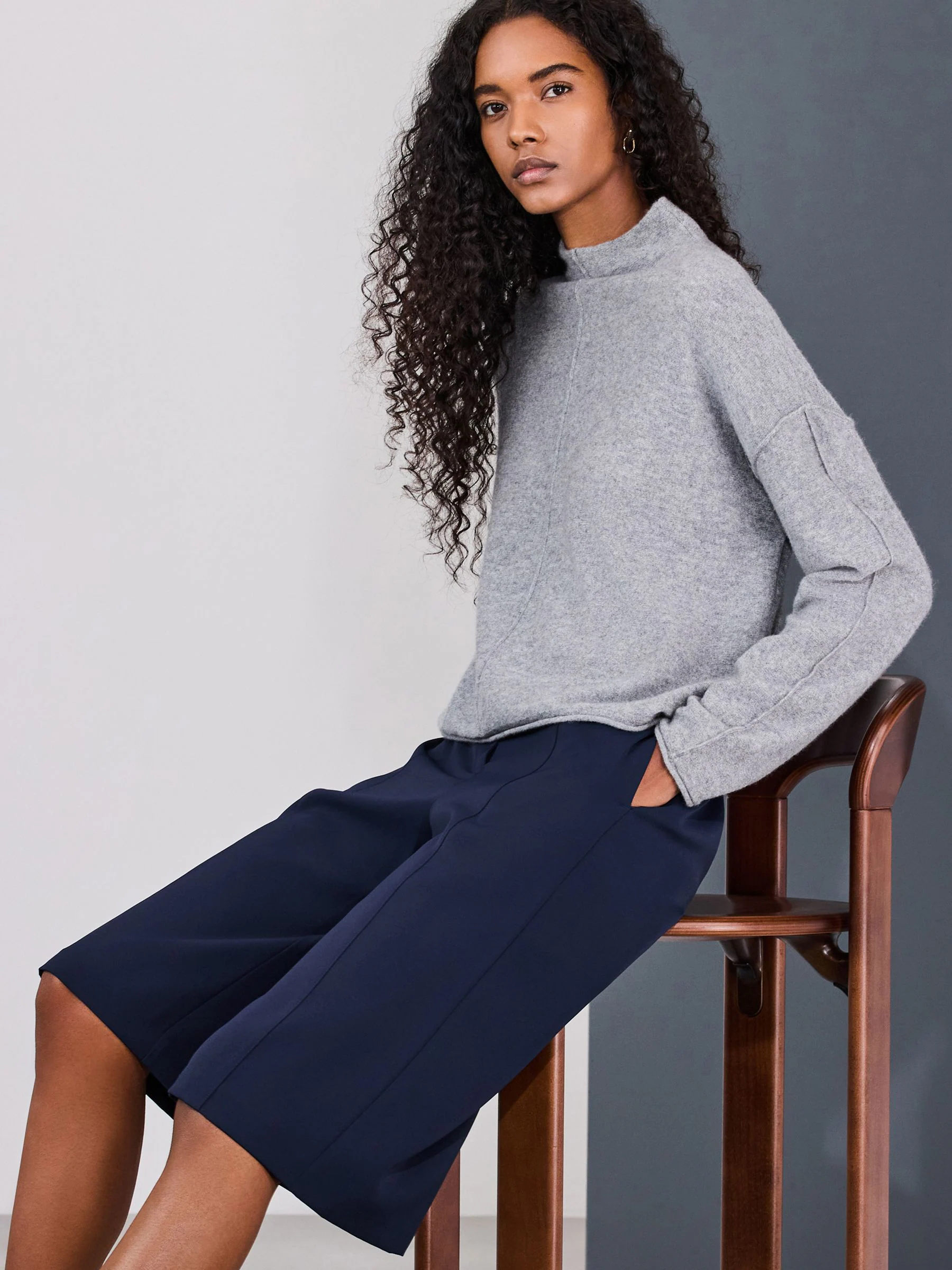 Navy Blue Smart Longline Shorts