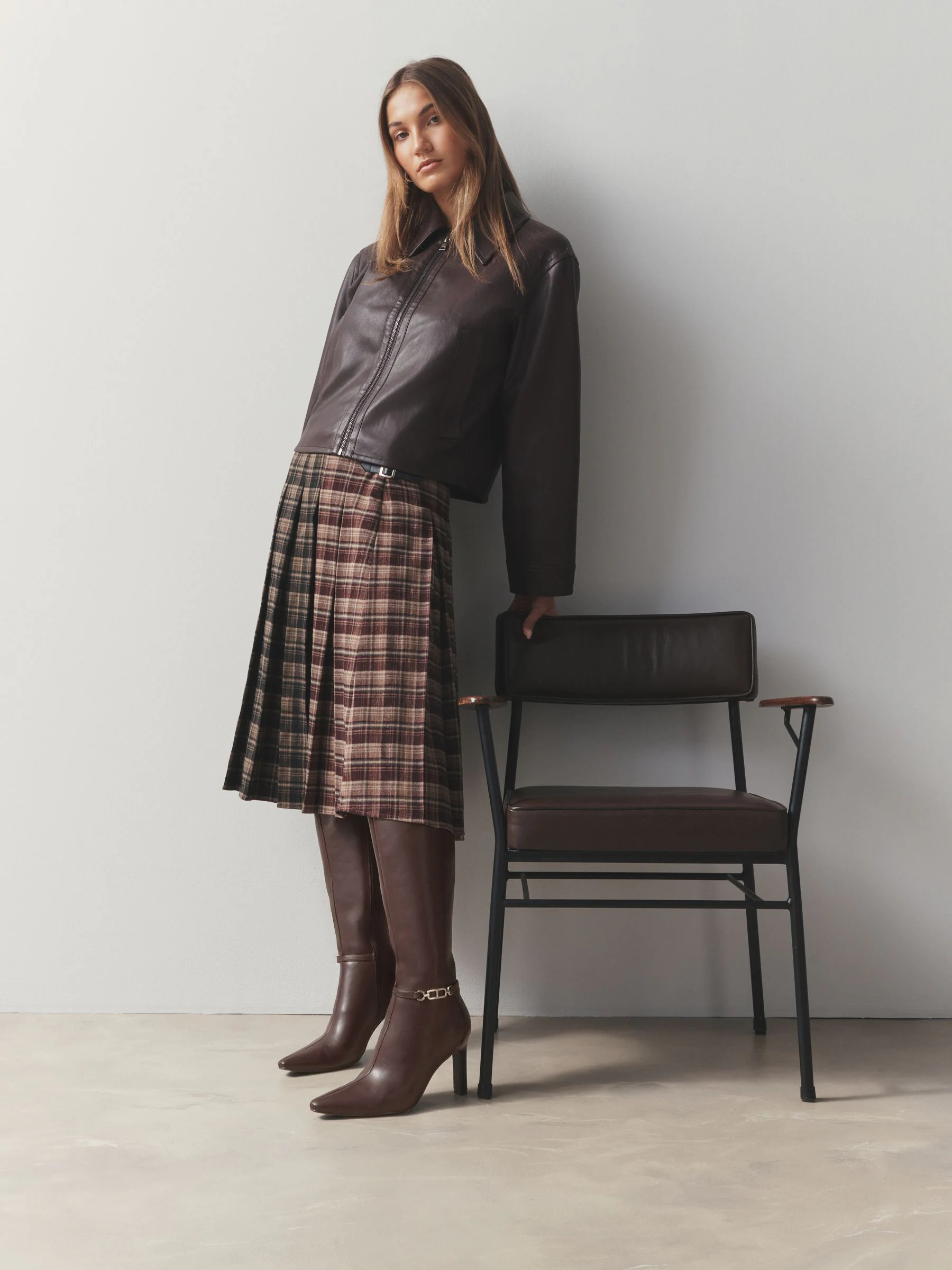 Chocolate Brown Forever Comfort® Knee High Hardware Trim Heeled Boots