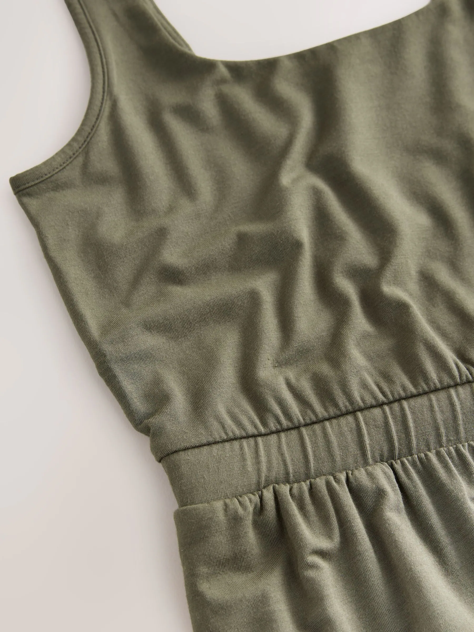 Khaki Green Jersey Jumpsuit