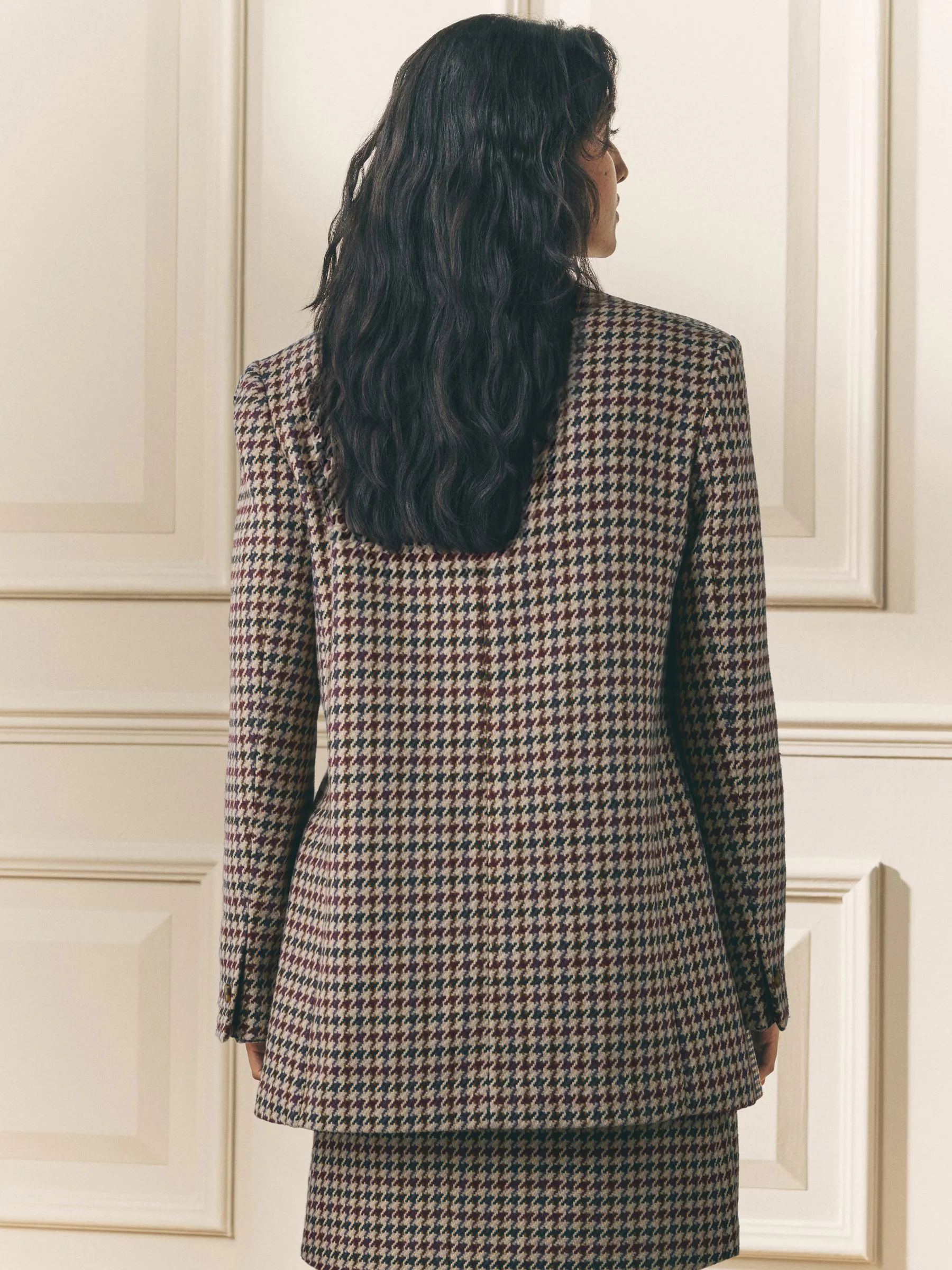 Laura Ashley Brown Heritage Dogtooth Check Blazer with Wool