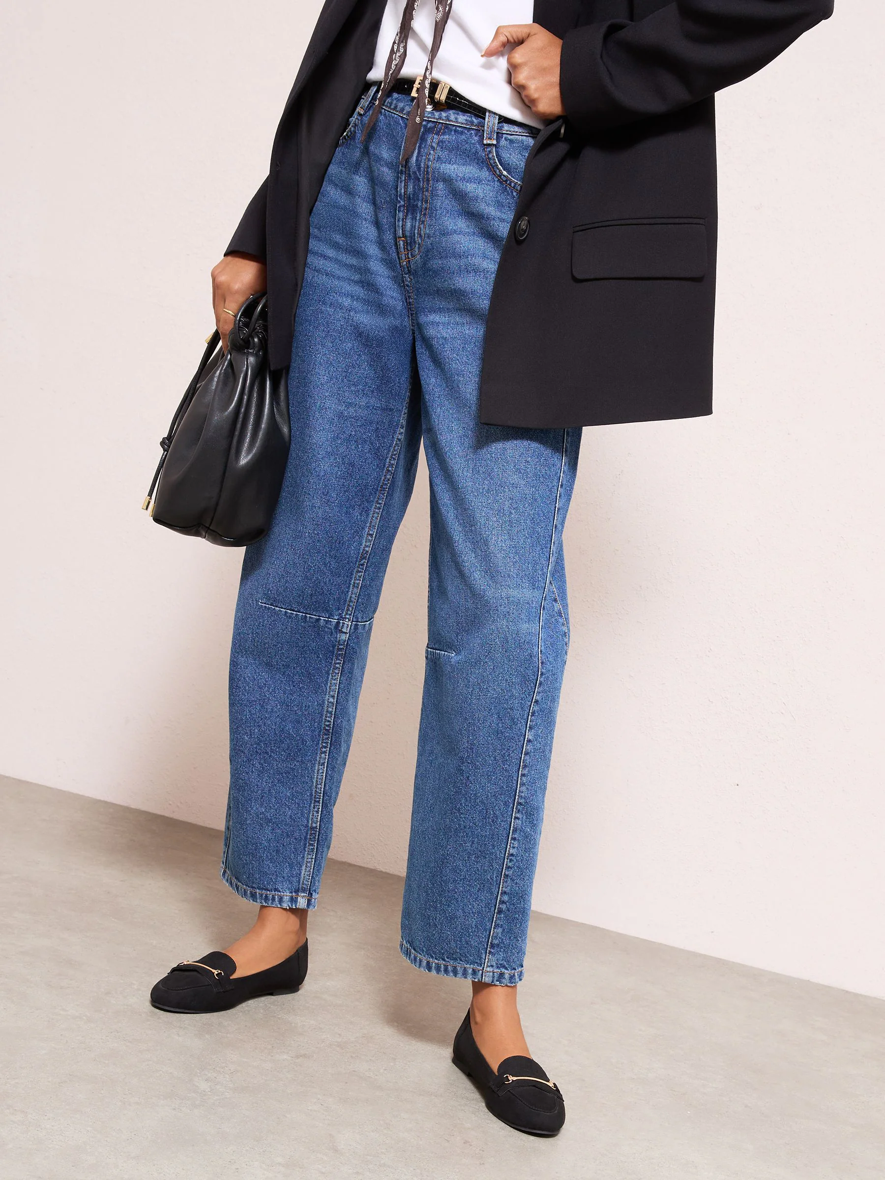 Friends Like These Black Wide Fit Faux Suede Snaffle Detail Smart Flat Loafers