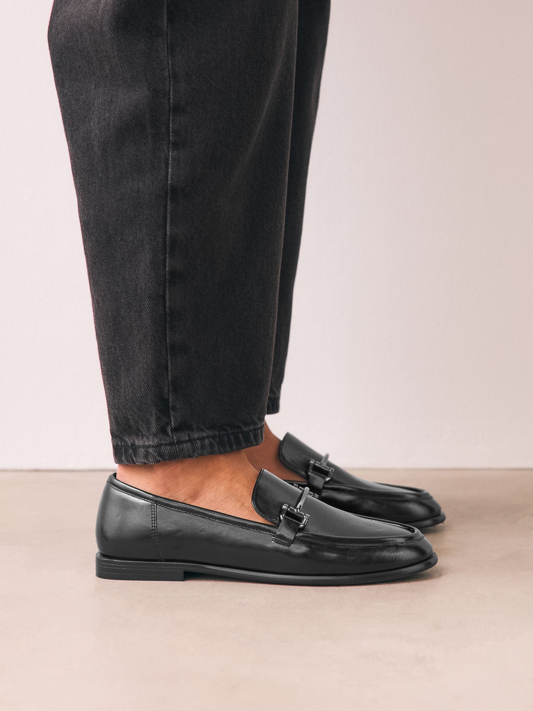 Black Trim Round Toe Loafers