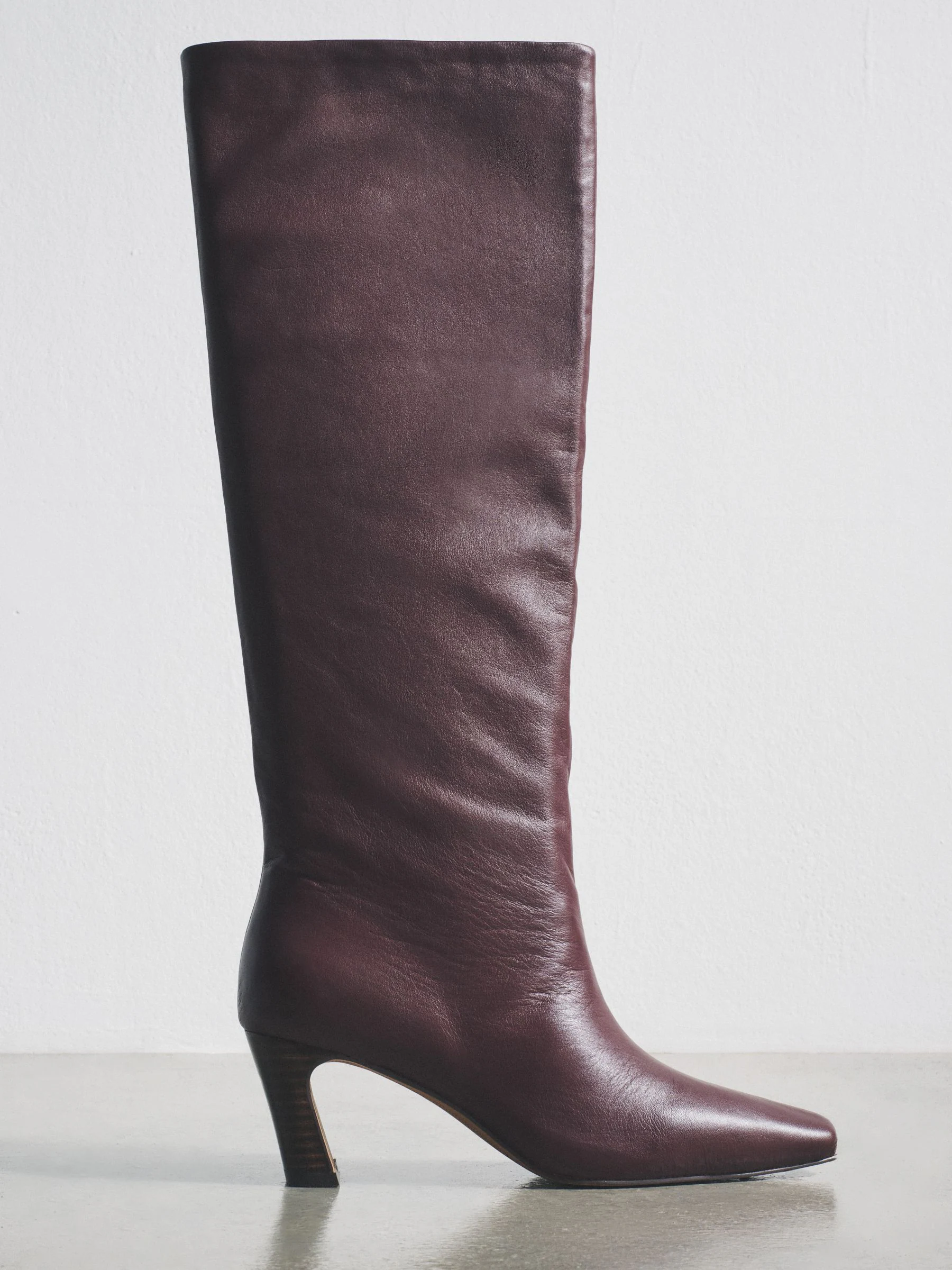 The Set Leather Knee High Boots Burgundy Red