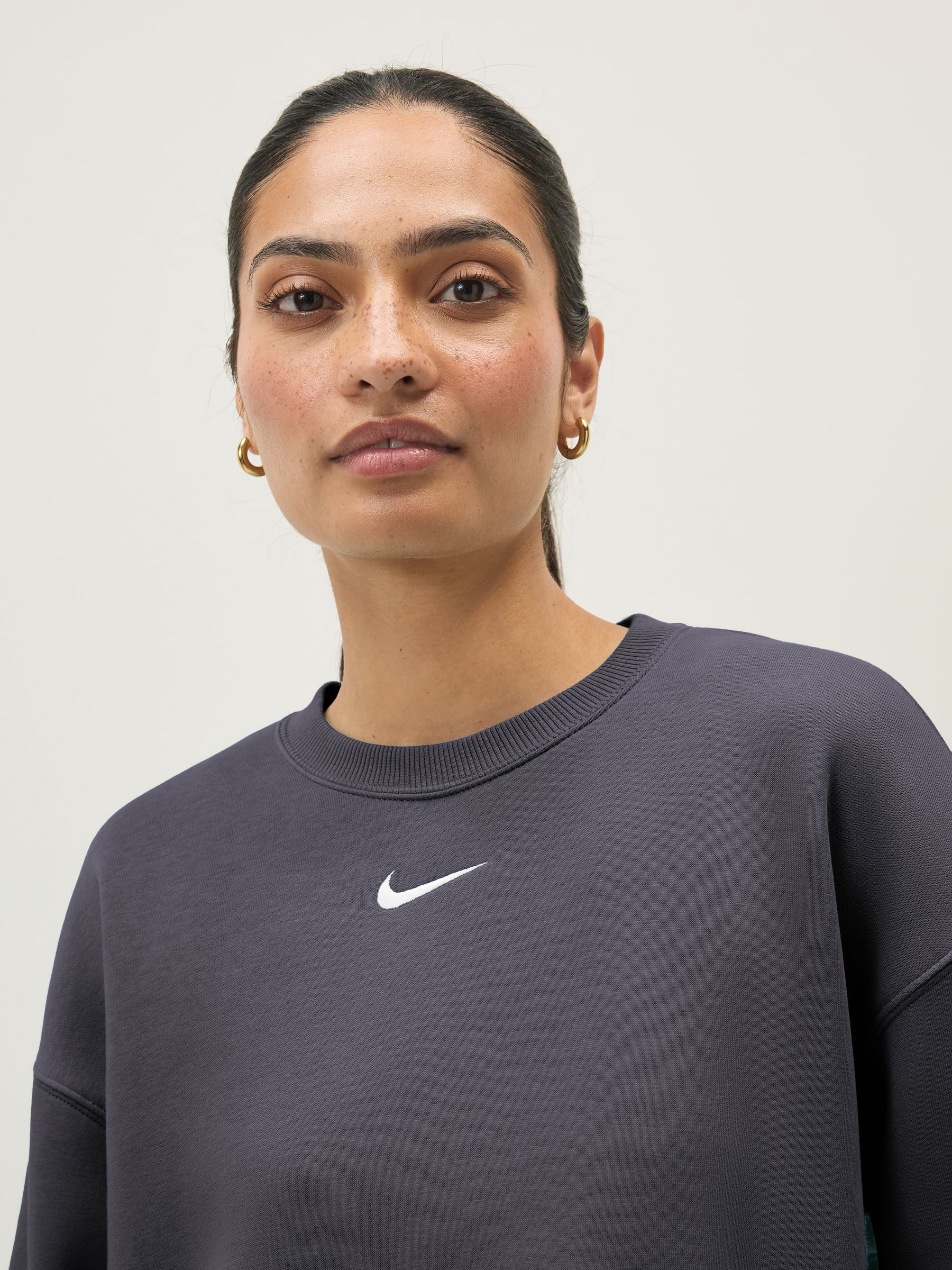 Nike Dark Grey Oversized Fleece Crew Neck Sweatshirt