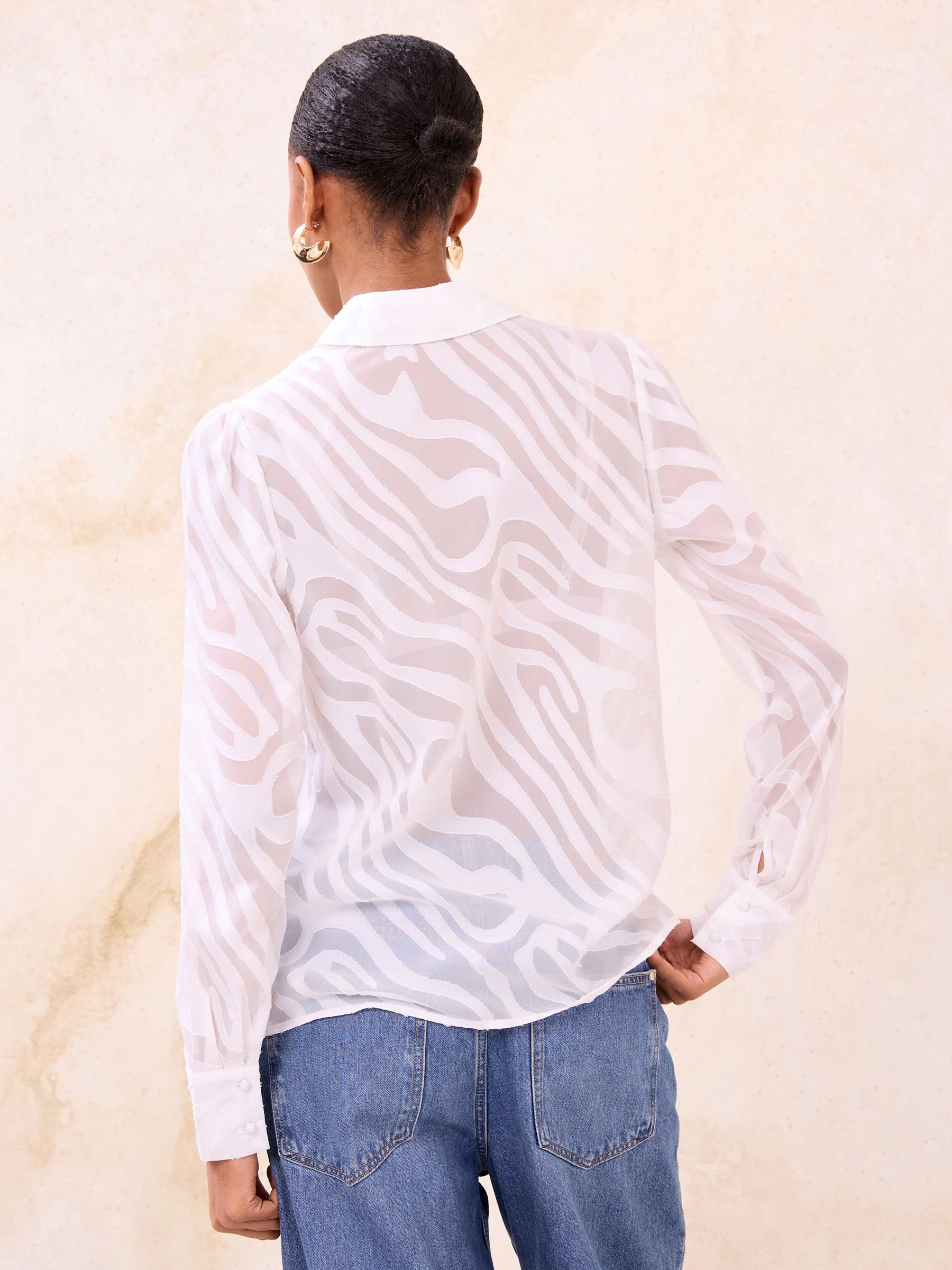 Lipsy White Burnout Button Through Shirt