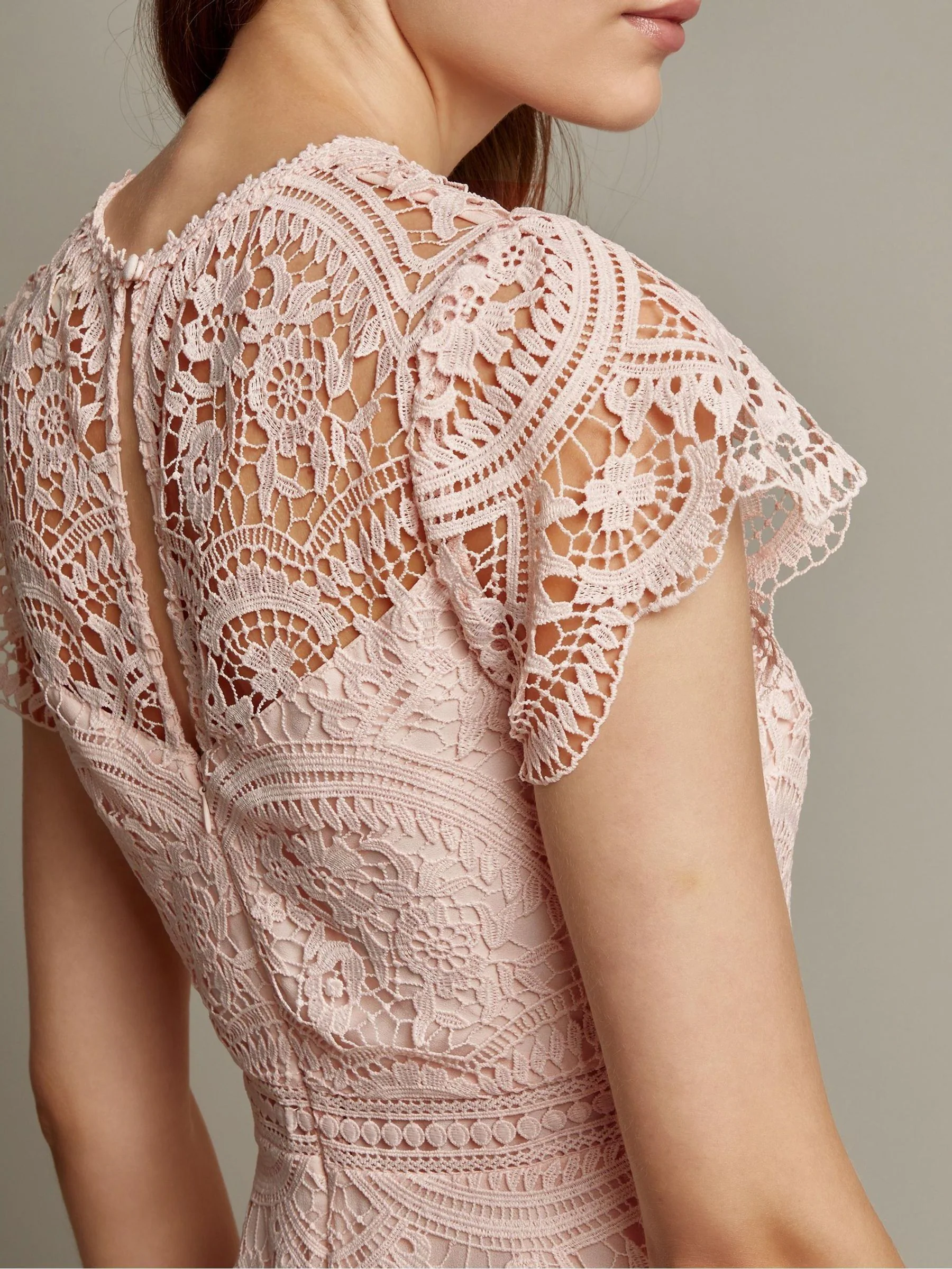 Monsoon Light Pink Monica Lace Midi Dress