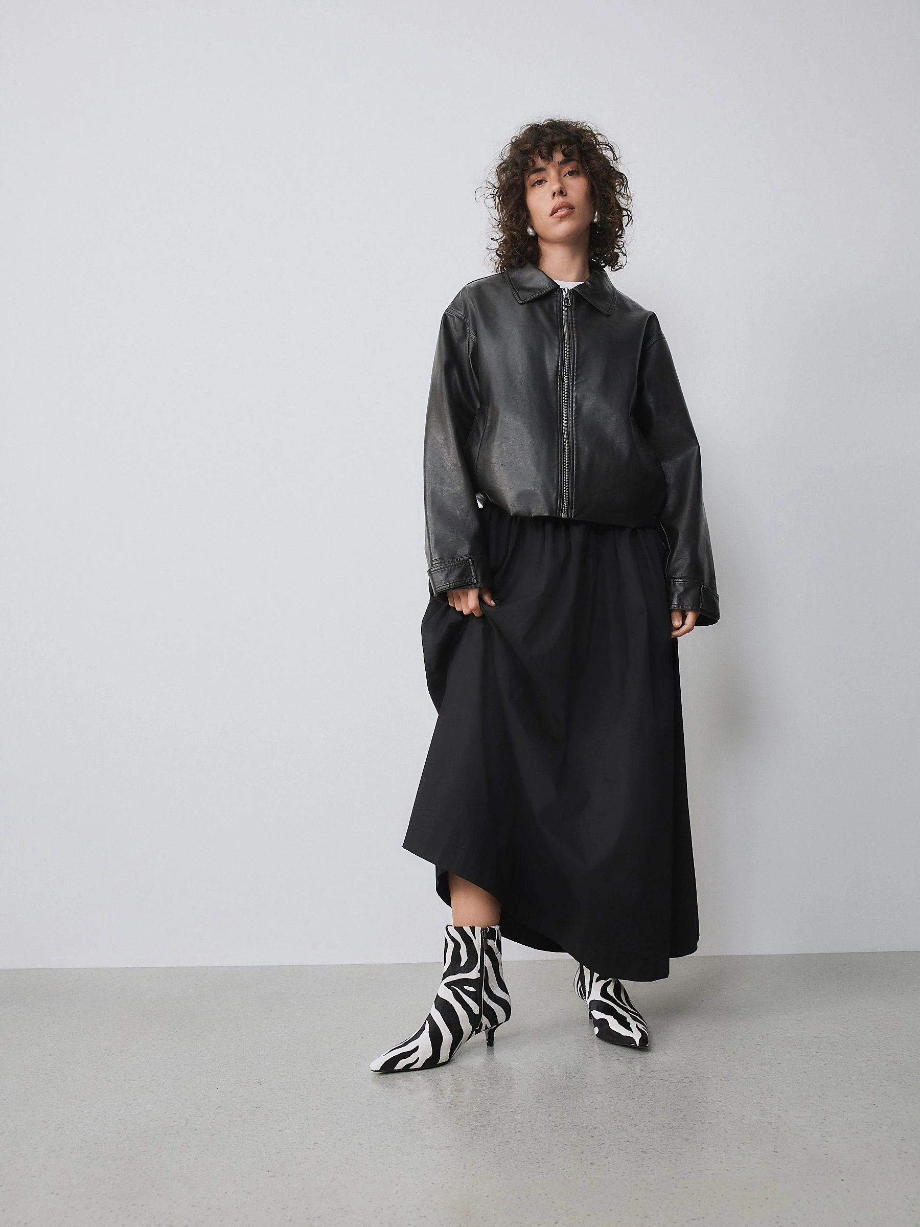 Zebra Print Leather Forever Comfort® Almond Toe Heeled Ankle Boots