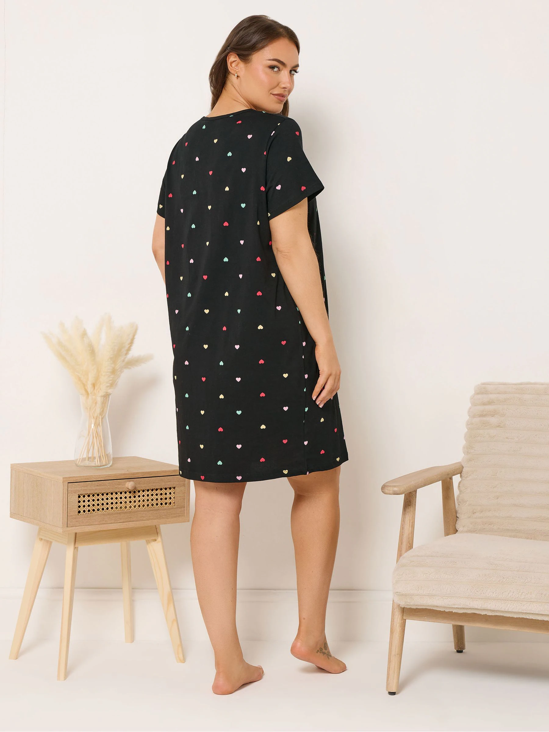 Yours Curve Black Placket Nightdress