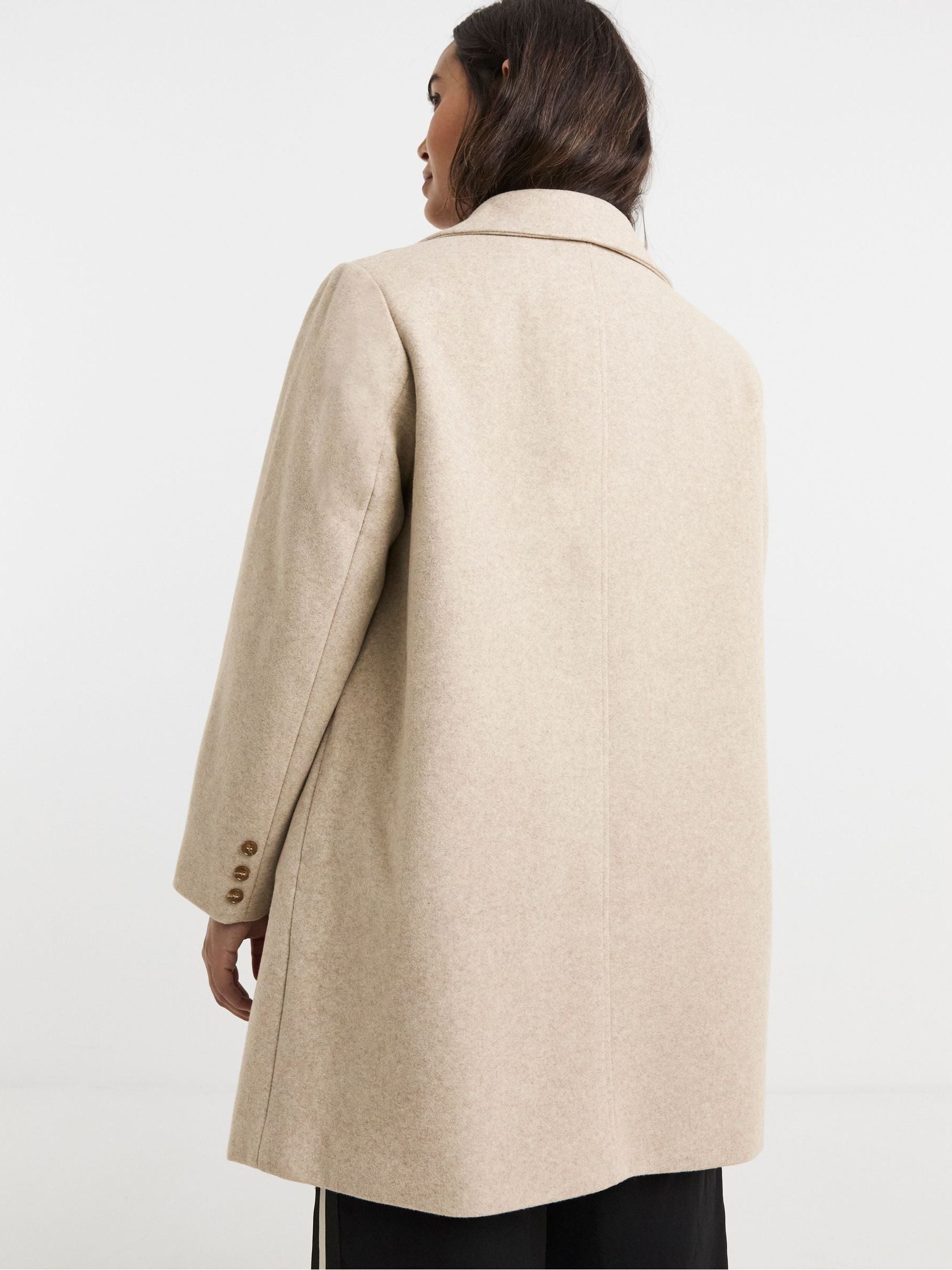 Simply Be Natural Longline Faux Wool Coat