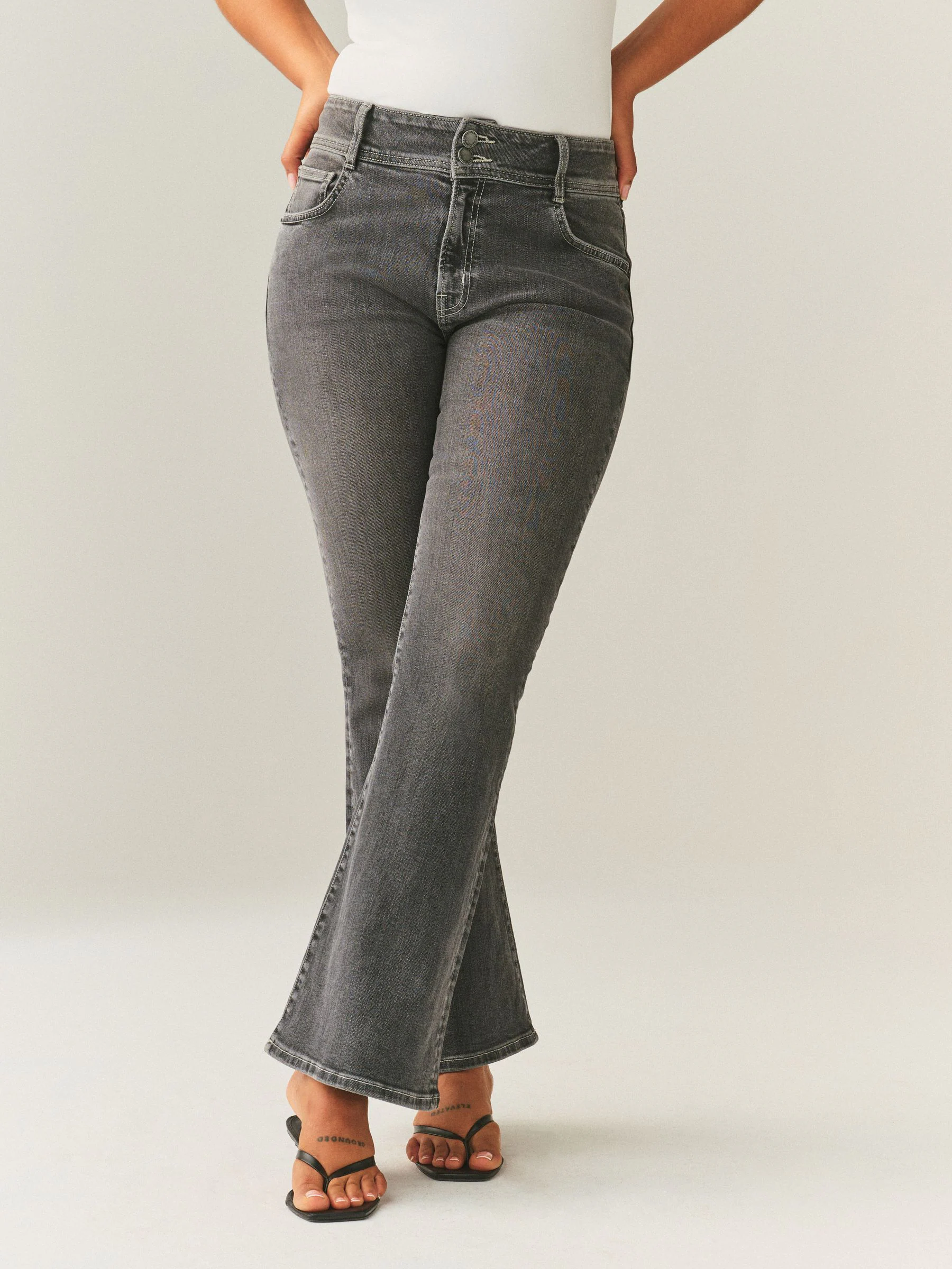 Grey Hourglass High Rise Stretch Flare Jeans