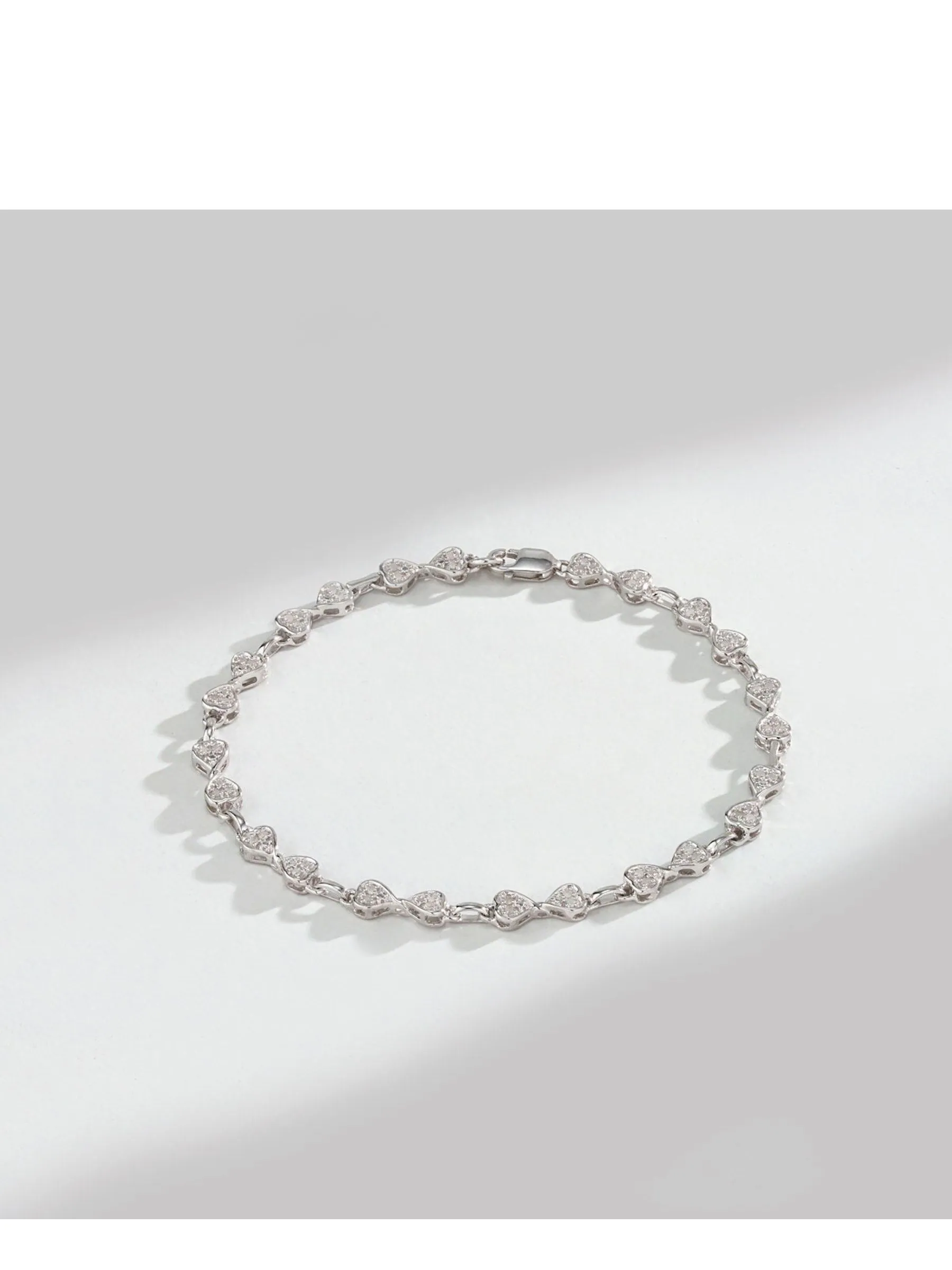 The Diamond Store Sliver 0.25ct Heart Bracelet Set In Silver