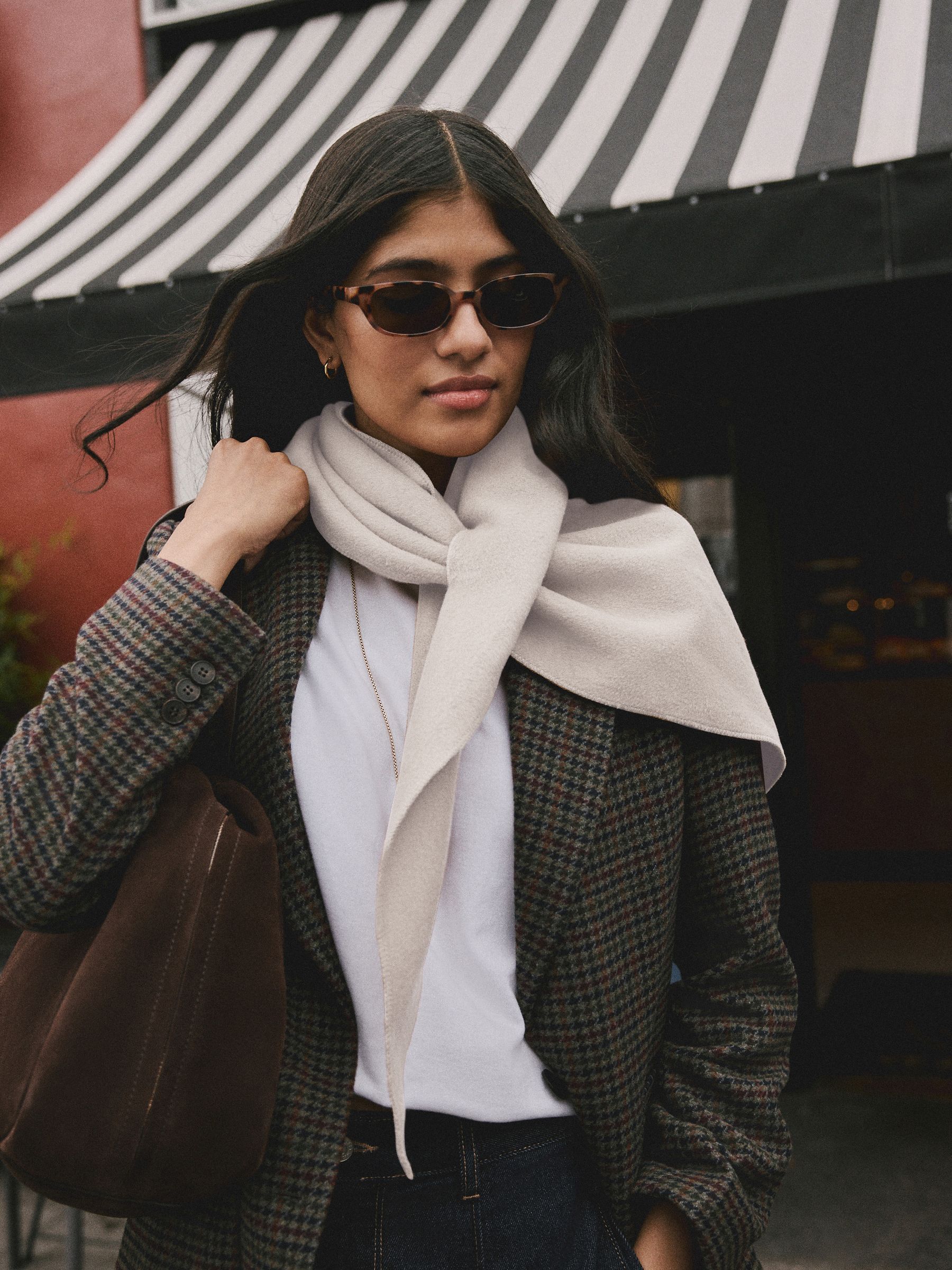 Neutral Felt Triangle Scarf