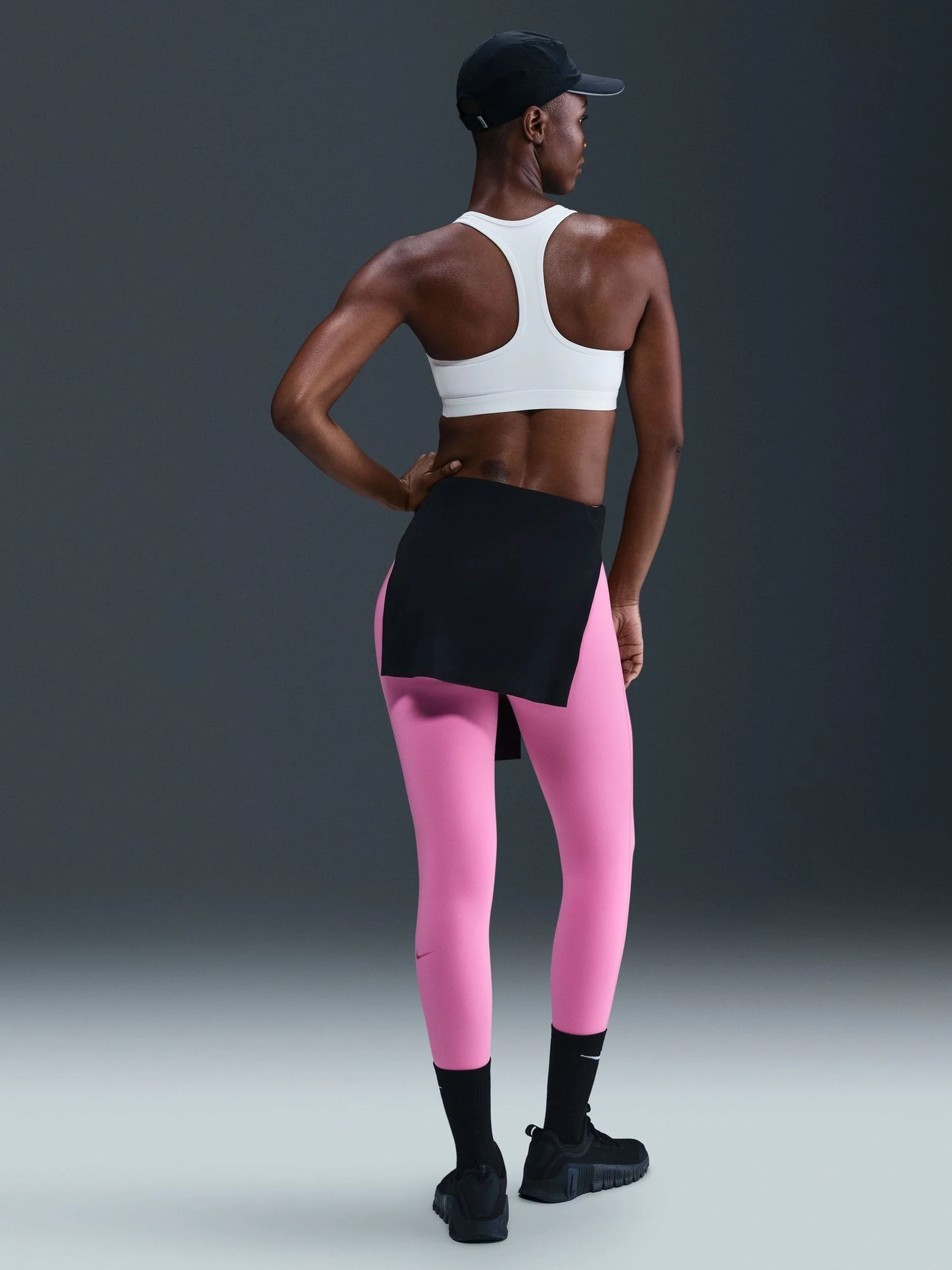 Nike White Swoosh Medium Support Non-Padded Sports Bra