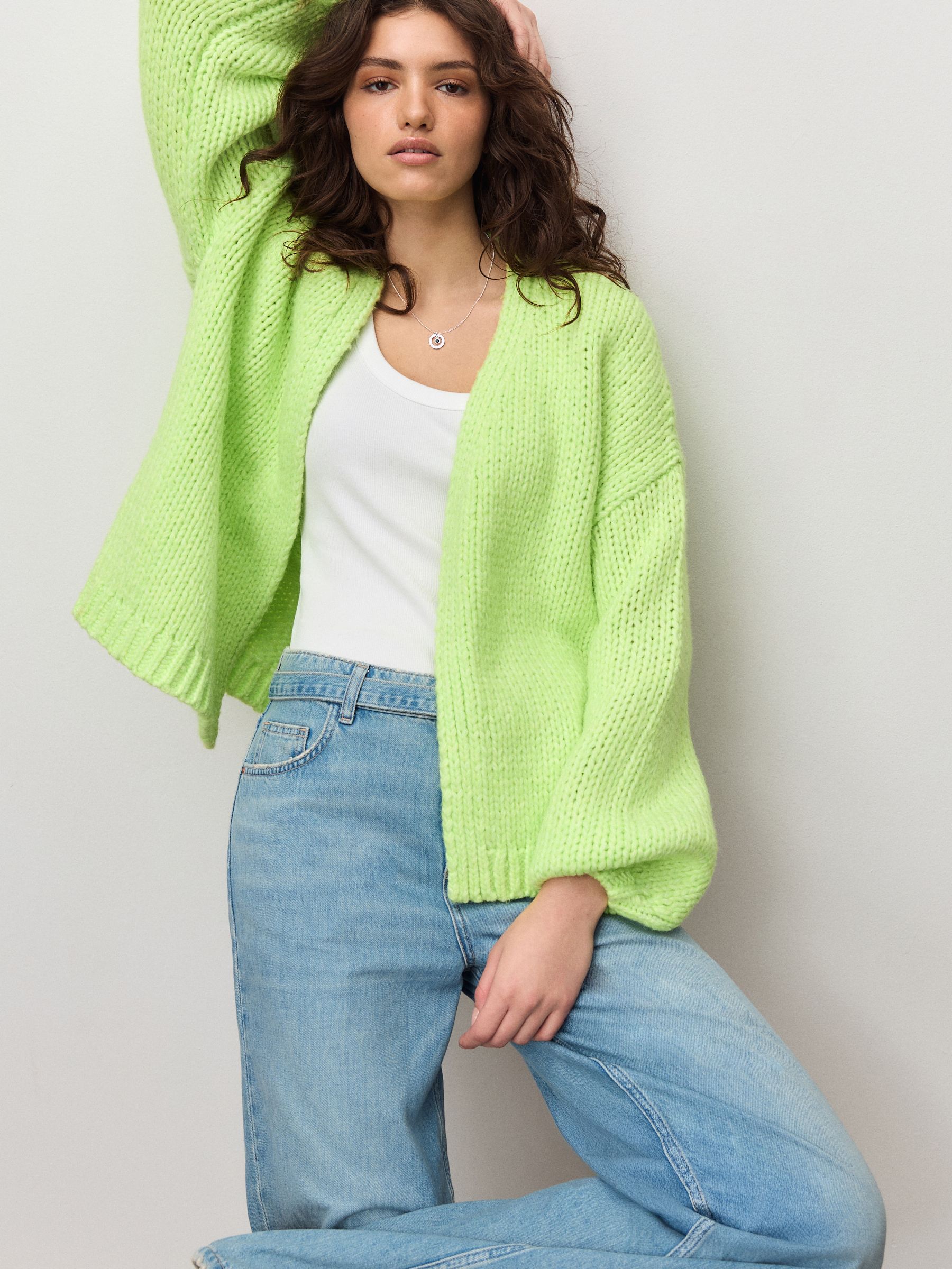 Fluro Green Soft Touch Chunky Knit Cardigan