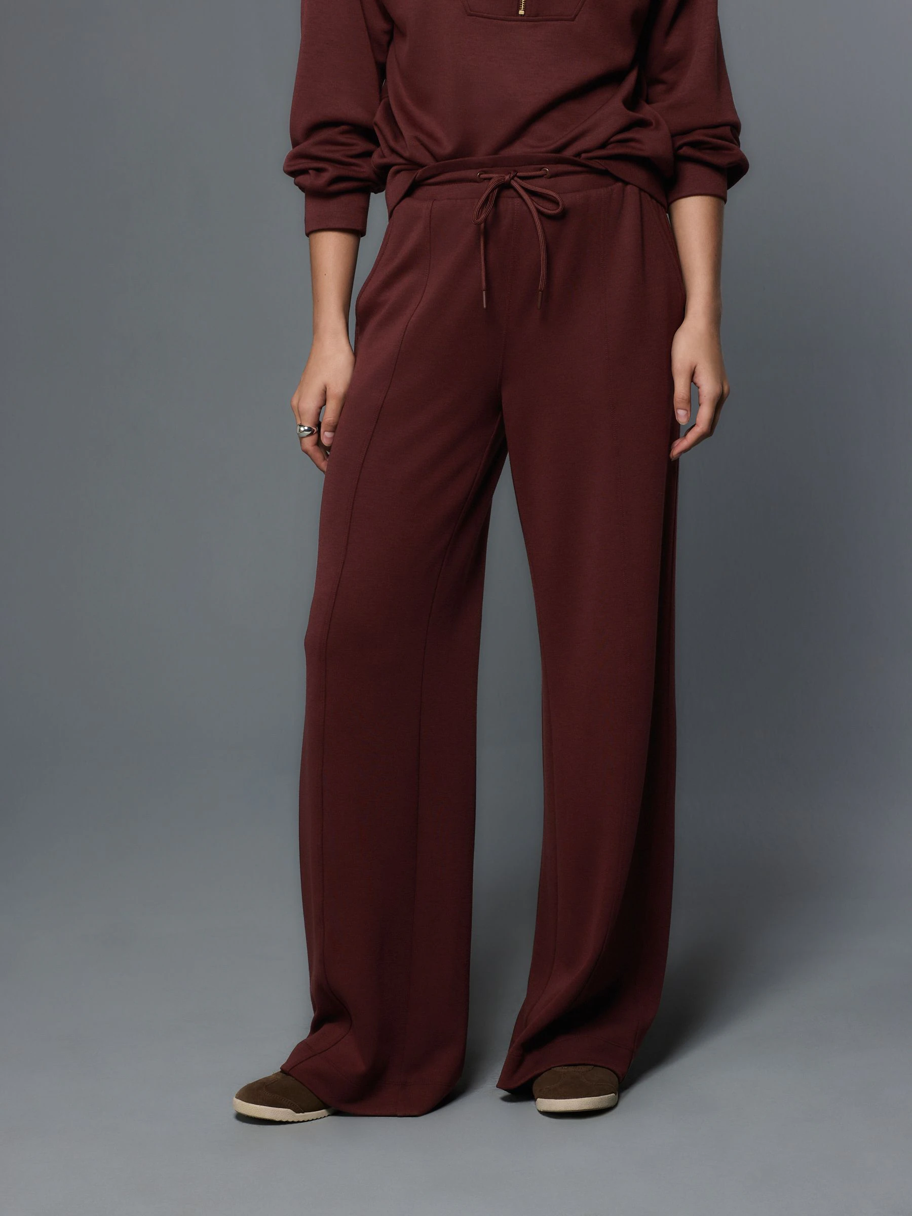 Burgundy Red Premium Wide Leg Jersey Joggers