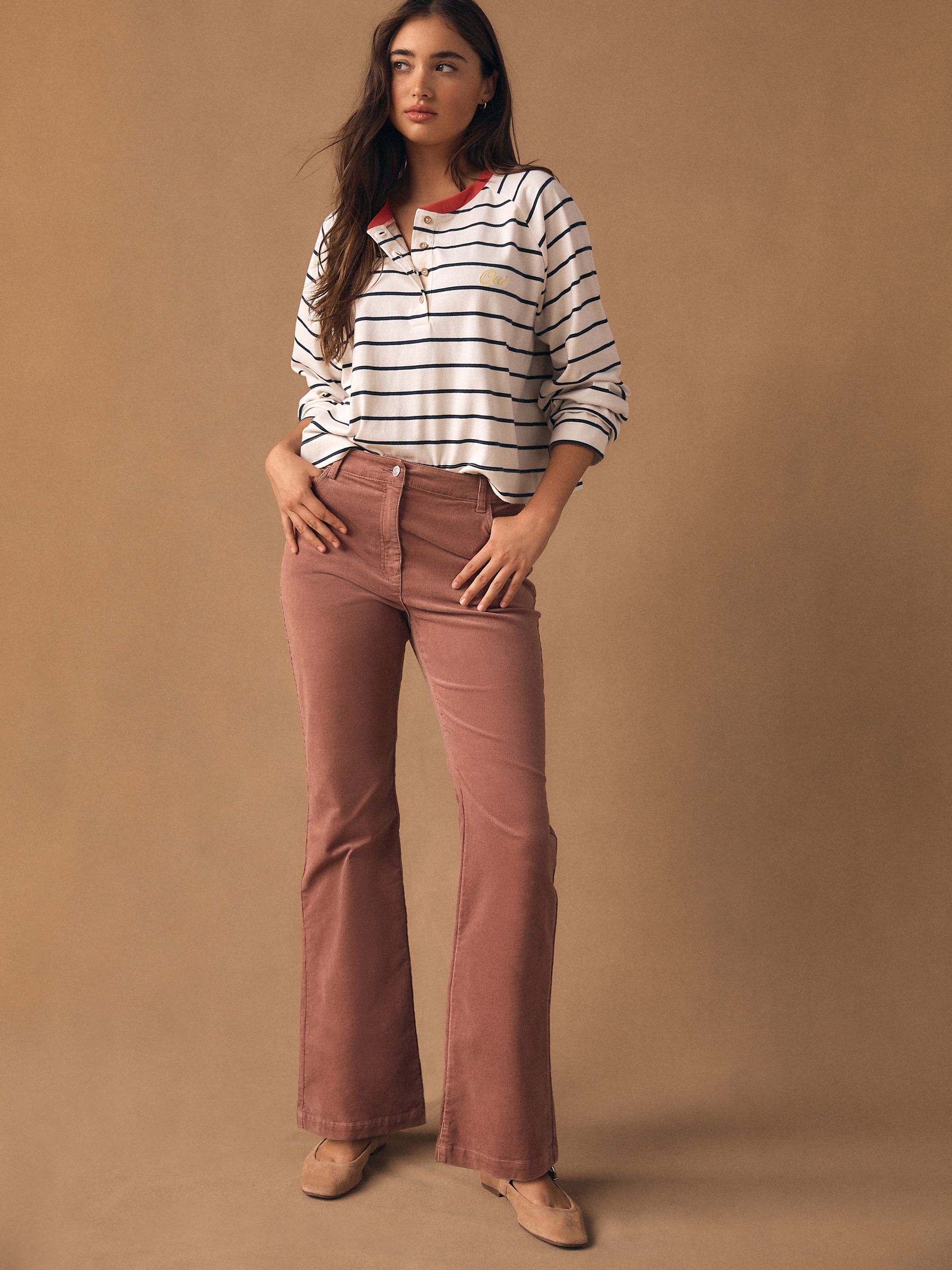 Pink Cord Bootcut Trousers