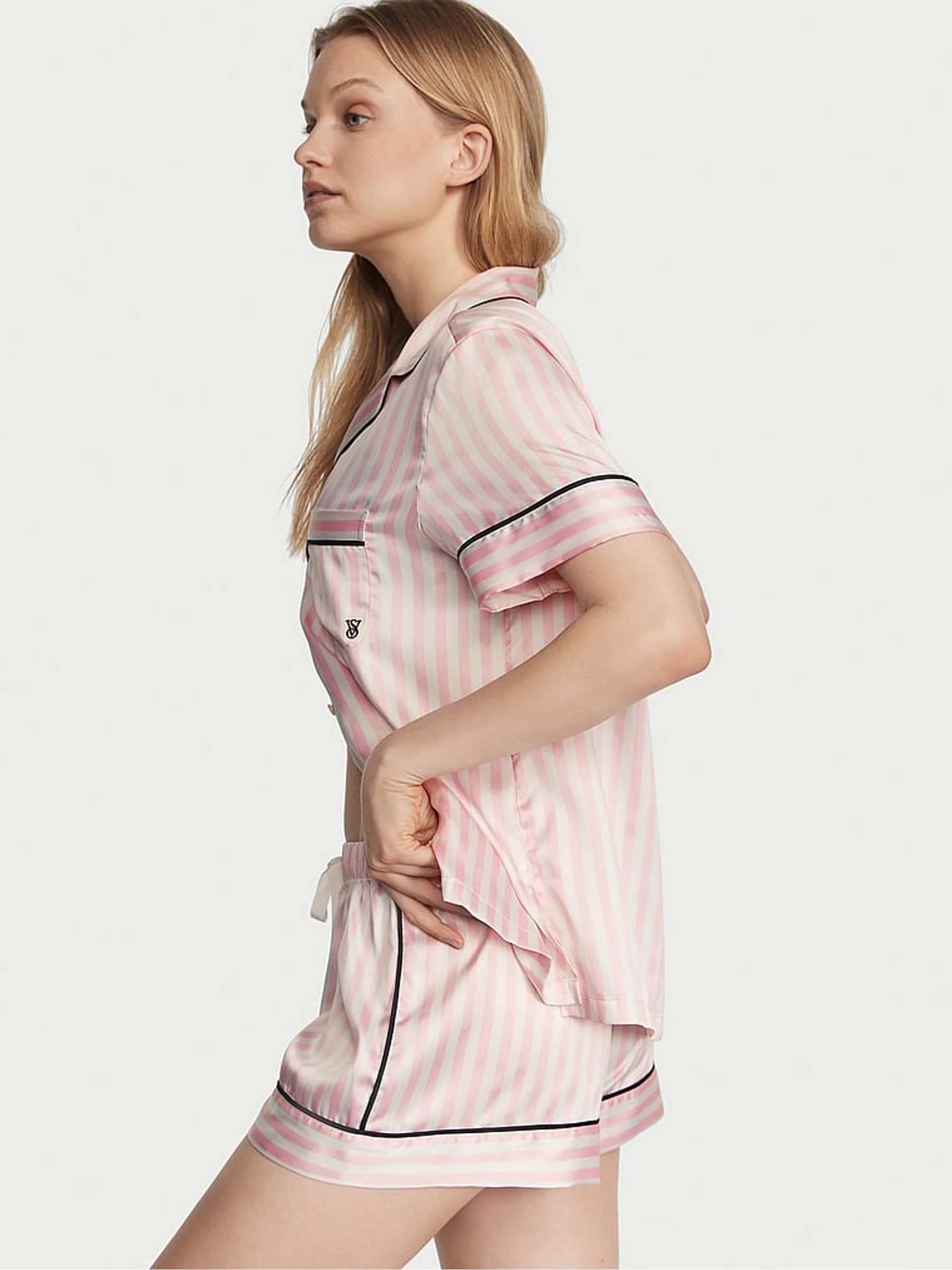 Victoria's Secret Pink Iconic Stripe Satin Short Pyjama Set