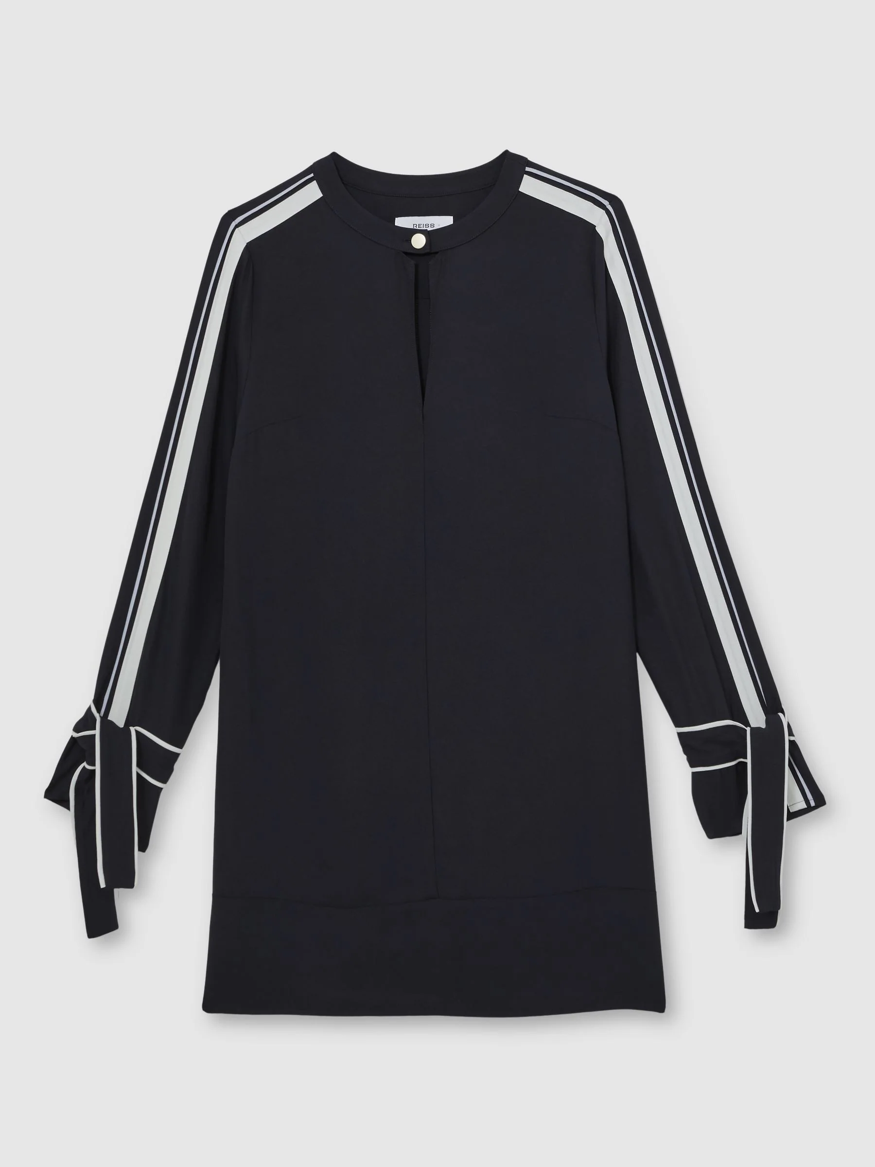 Reiss Navy Tammy Tipped Tie-Cuff Shift Dress