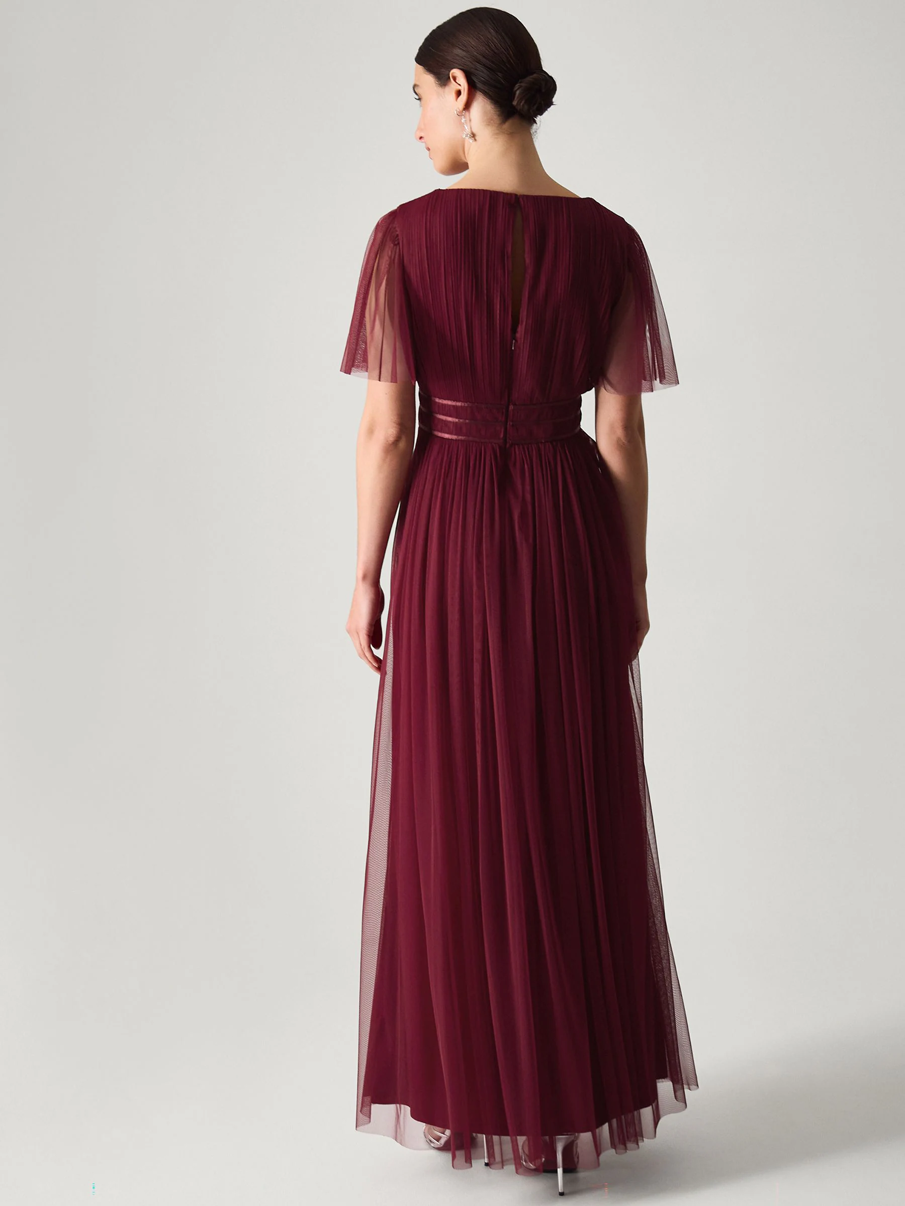 Monsoon Red Emily Short Sleeve Tulle Bridesmaid Dress