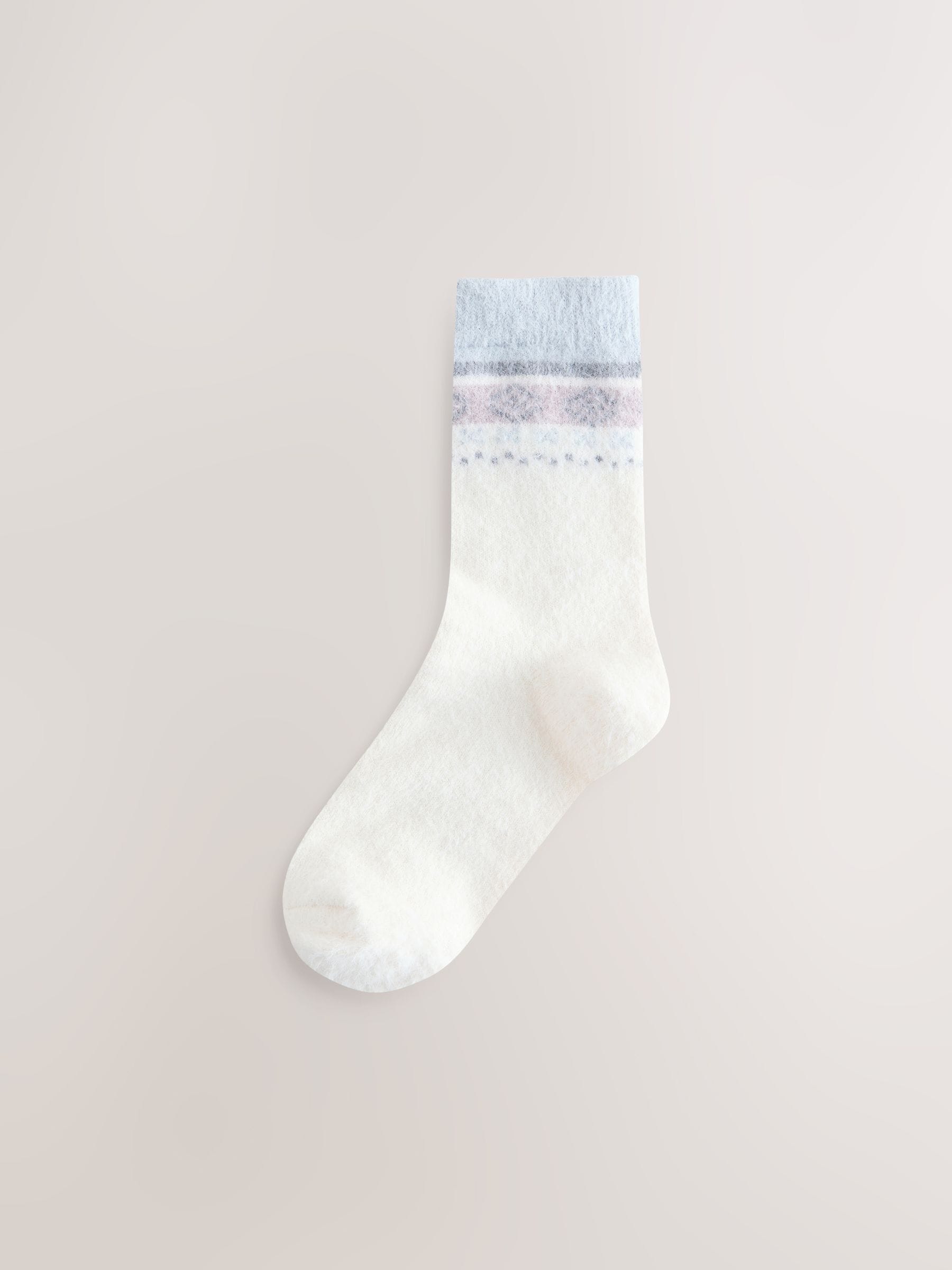 Black/Pastel Fairisle Superhairy Cosy Socks 2 Pack