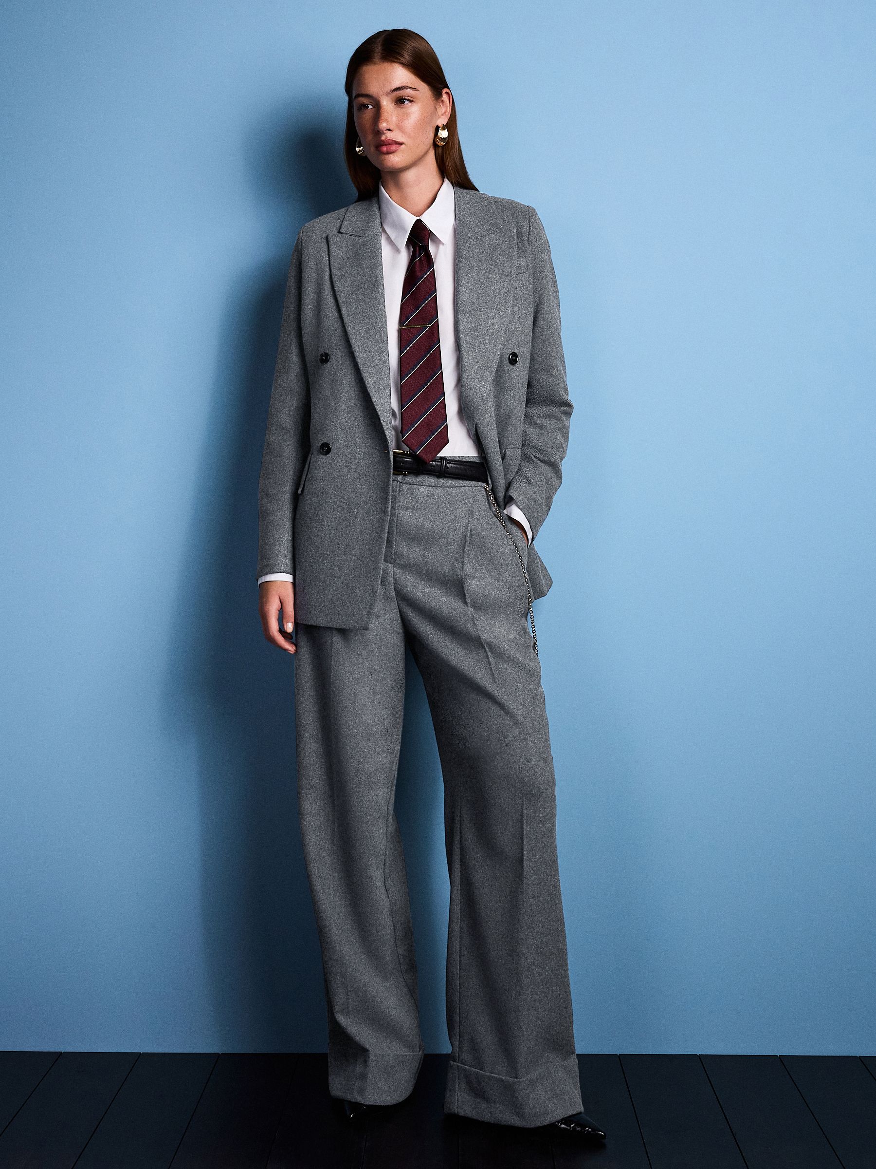 Grey Tabitha Simmons X Next Wool Blend Double Breasted Blazer