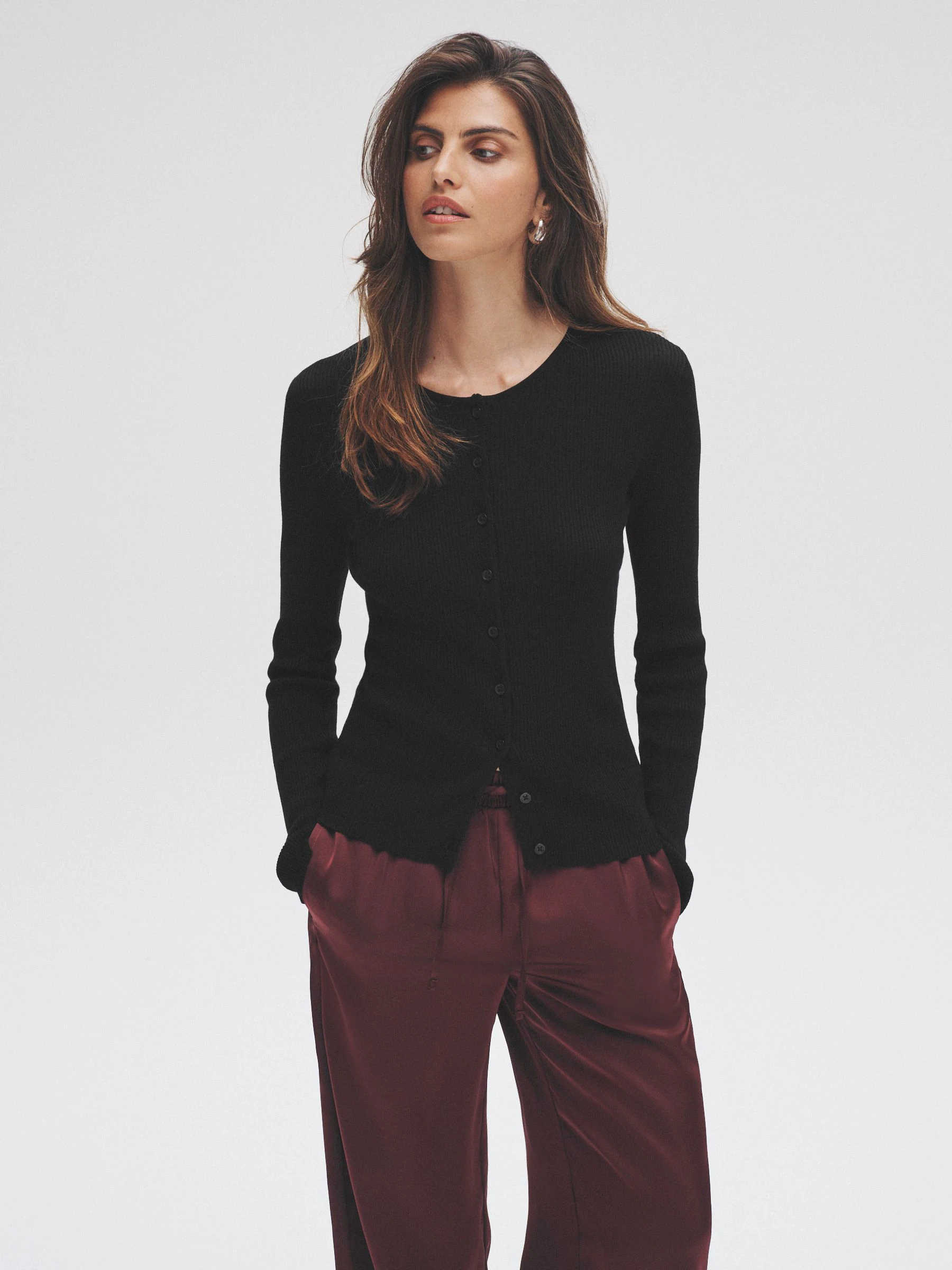 The Set 2 Pack Ribbed Knit Cardigans Black/Brown