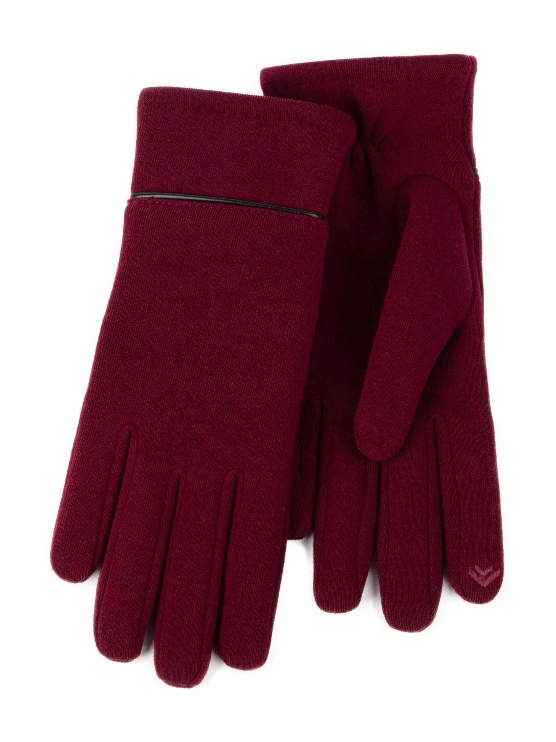 Totes Red Isotoner Ladies Thermal Smartouch Winter Gloves With Piping Detail